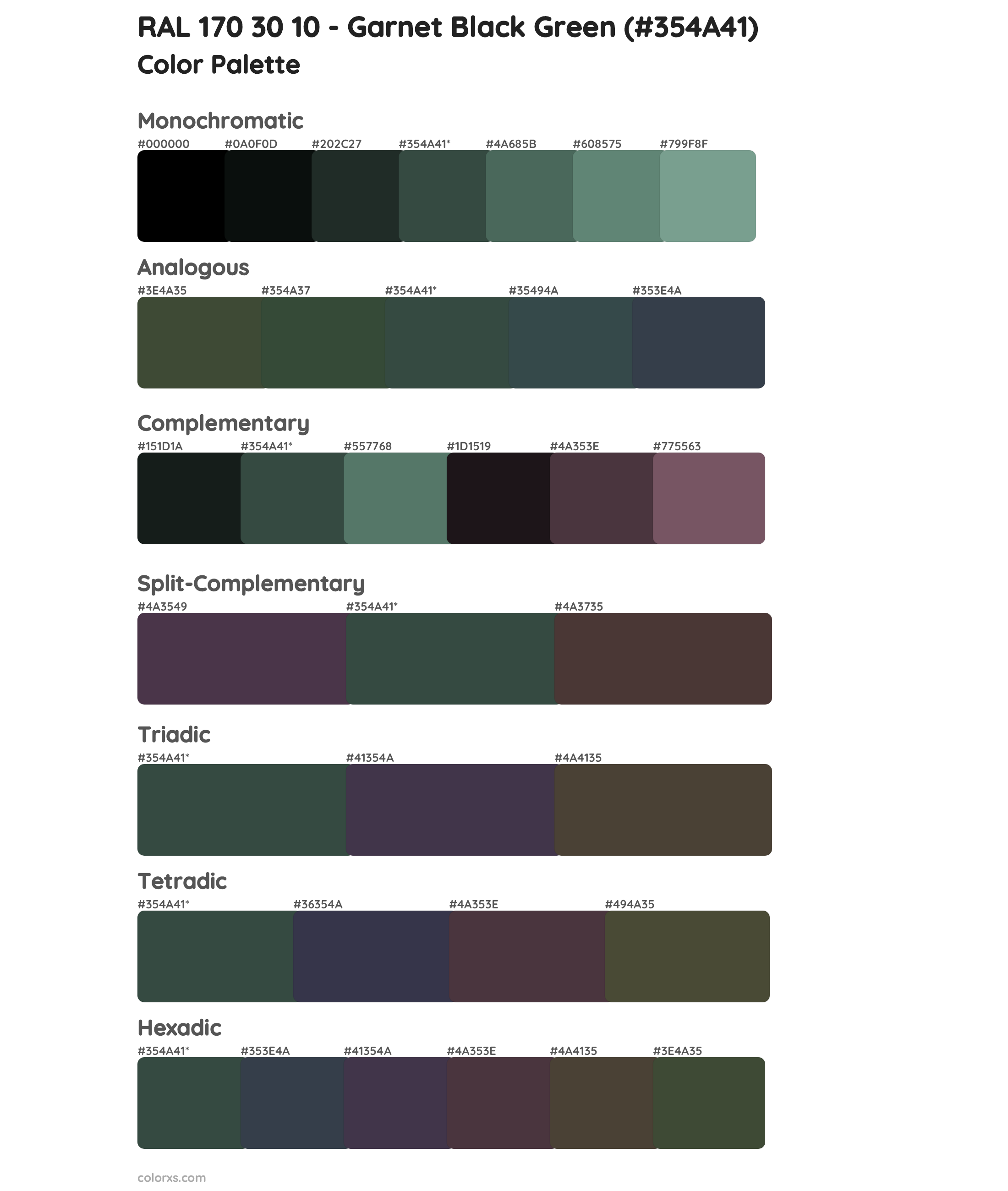 RAL 170 30 10 - Garnet Black Green Color Scheme Palettes