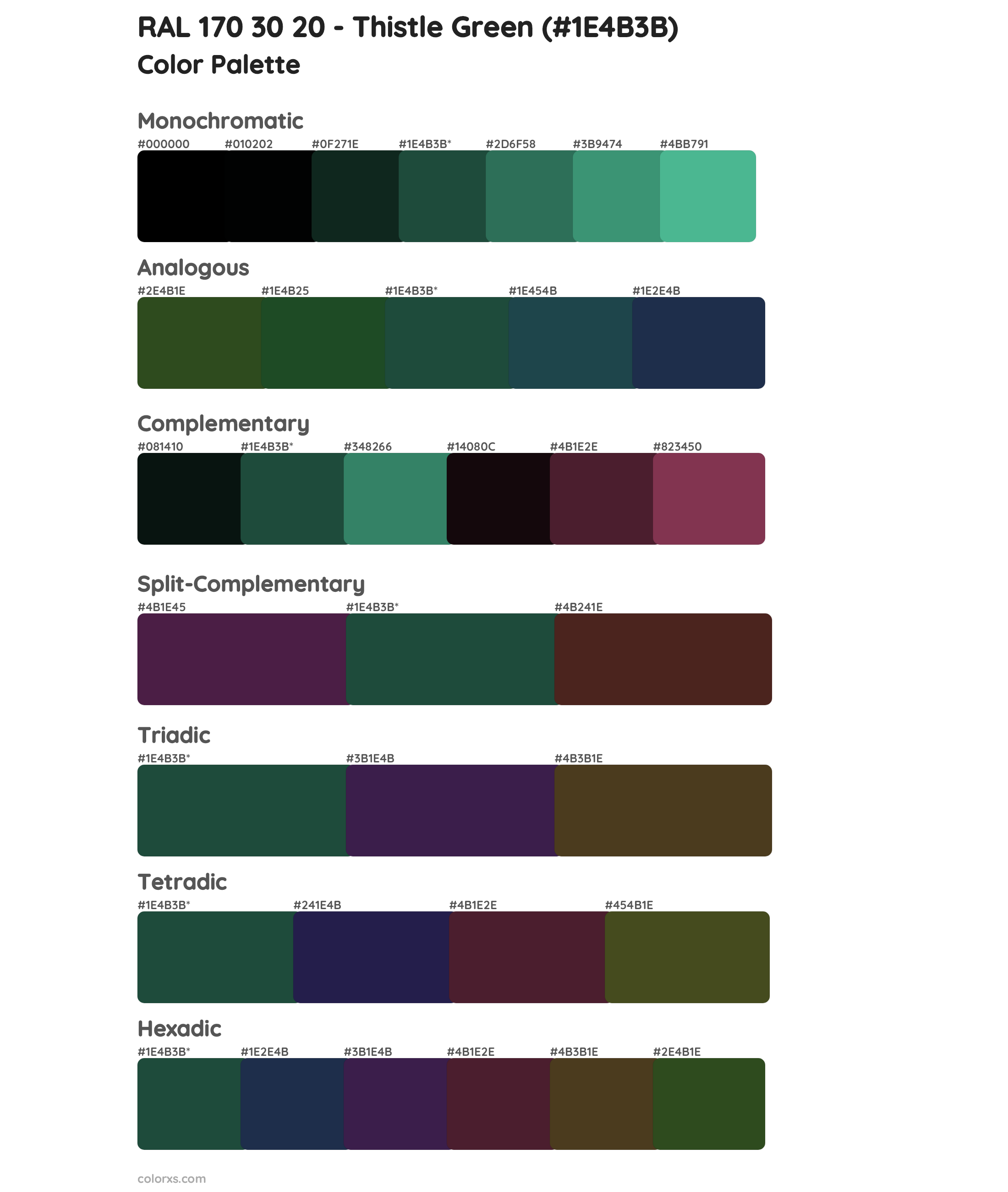 RAL 170 30 20 - Thistle Green Color Scheme Palettes