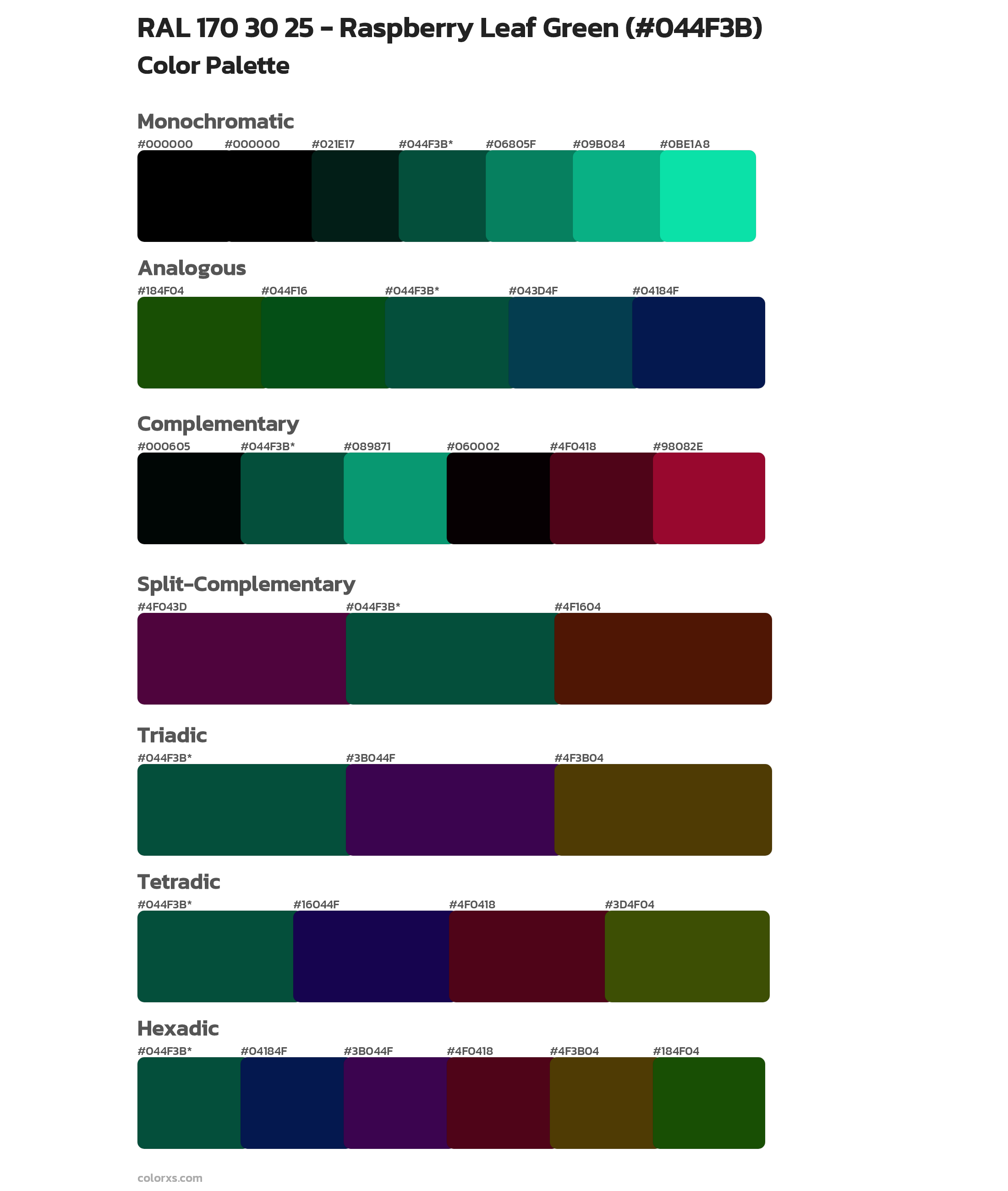 RAL 170 30 25 - Raspberry Leaf Green Color Scheme Palettes