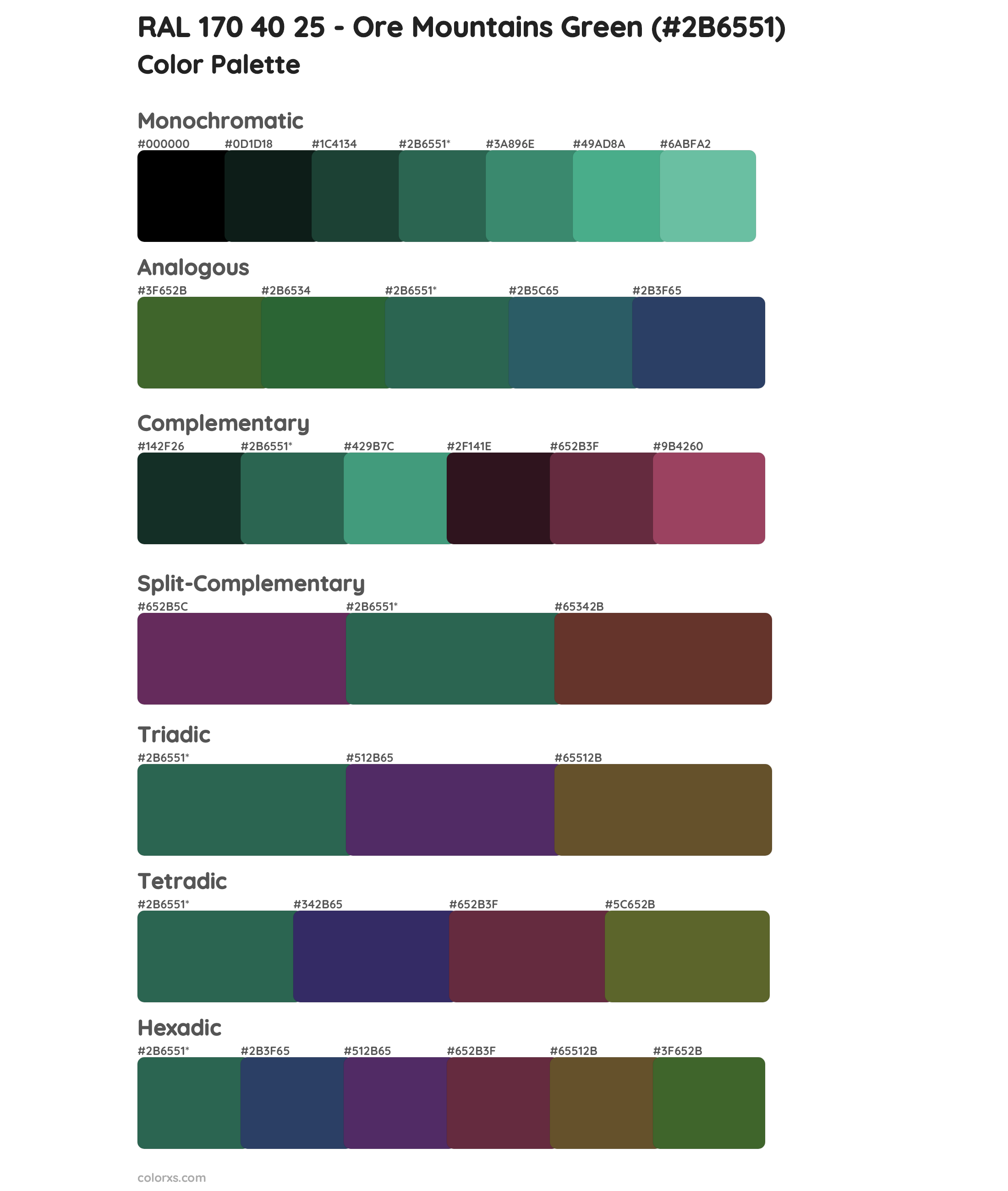 RAL 170 40 25 - Ore Mountains Green Color Scheme Palettes