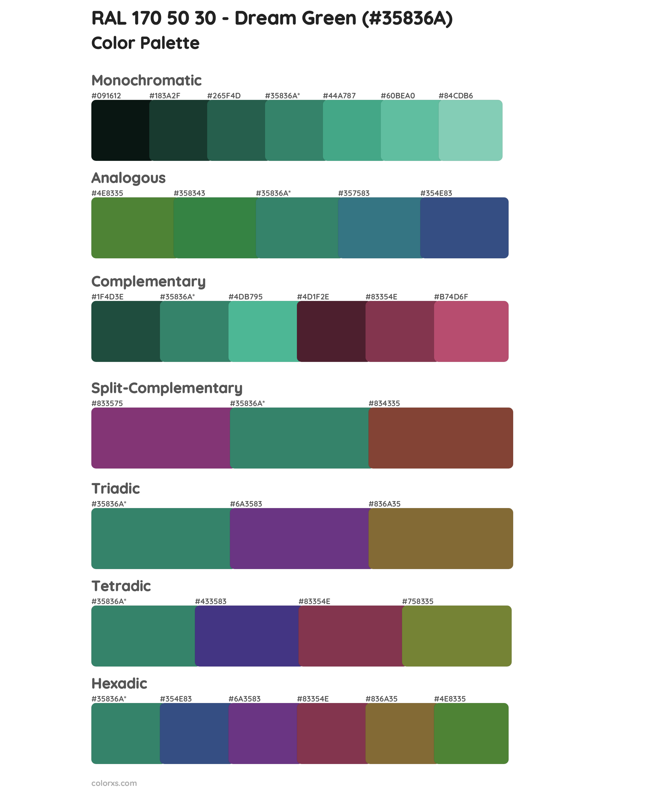 RAL 170 50 30 - Dream Green Color Scheme Palettes