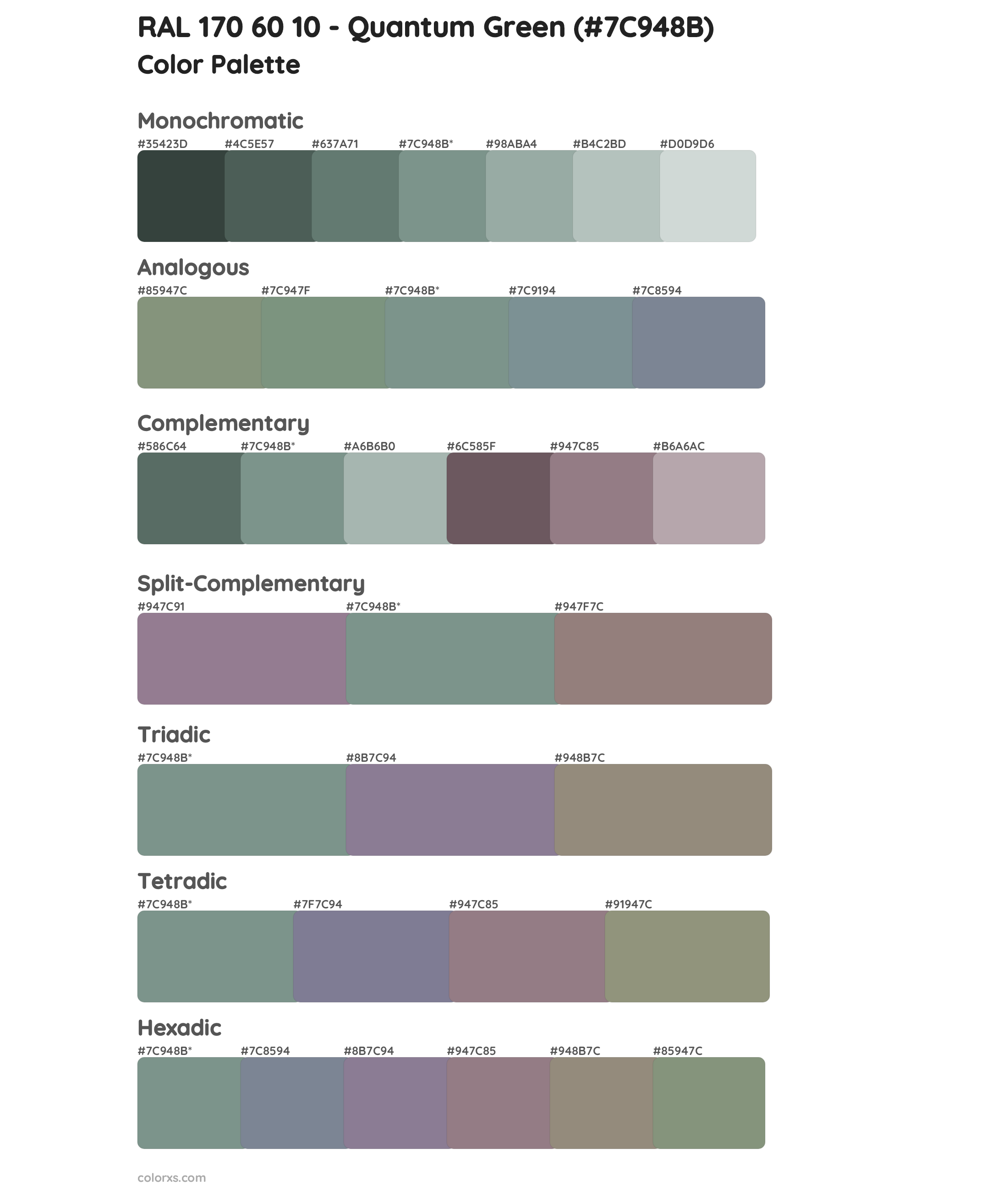 RAL 170 60 10 - Quantum Green Color Scheme Palettes