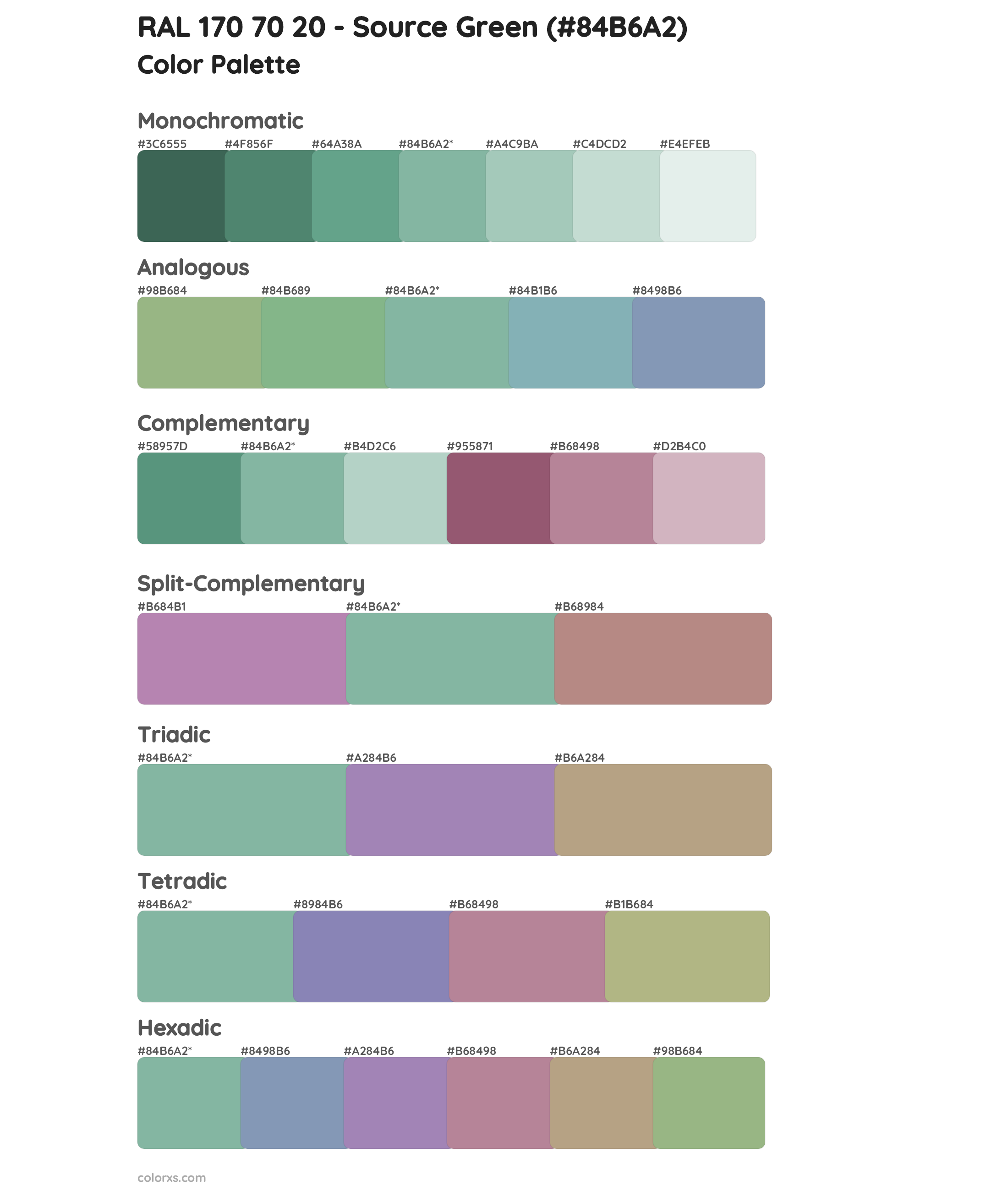 RAL 170 70 20 - Source Green Color Scheme Palettes