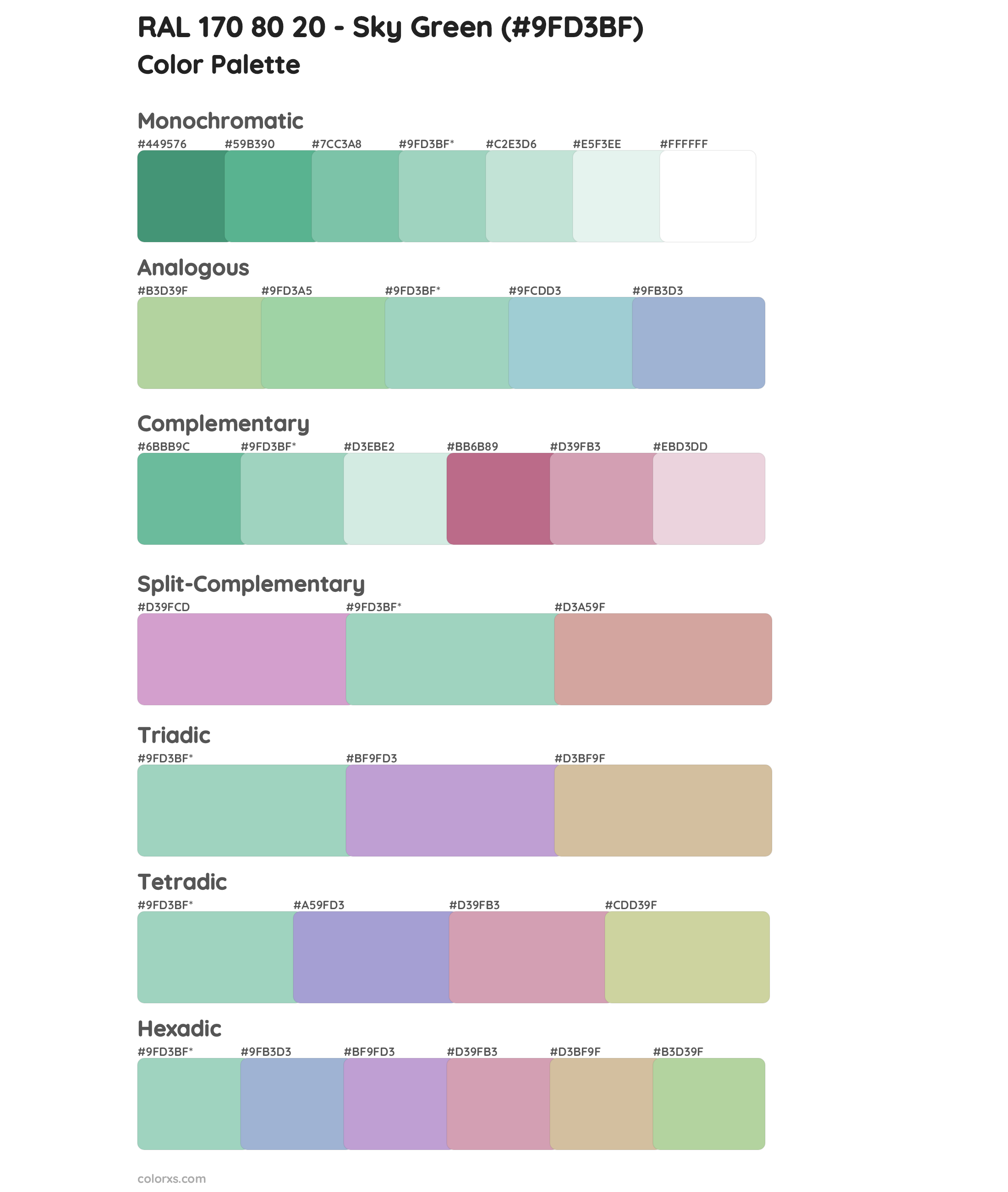 RAL 170 80 20 - Sky Green Color Scheme Palettes