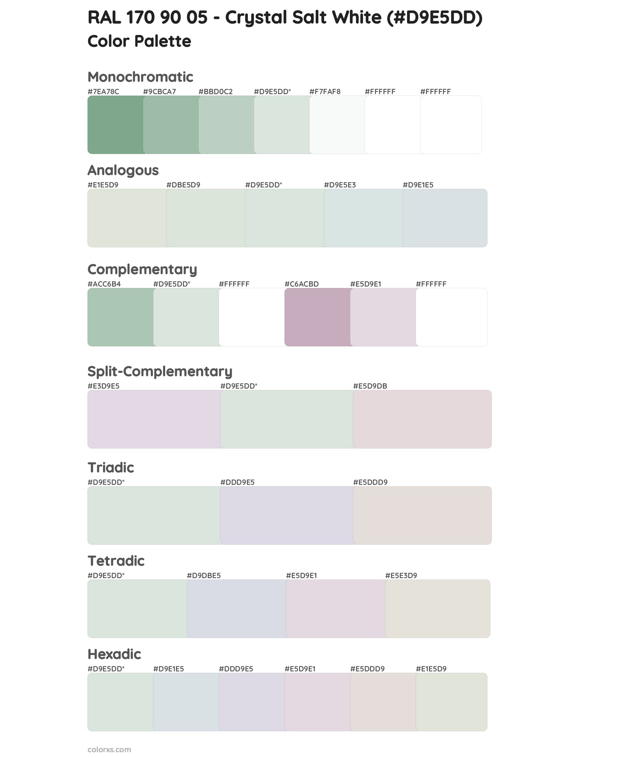 RAL 170 90 05 - Crystal Salt White Color Scheme Palettes