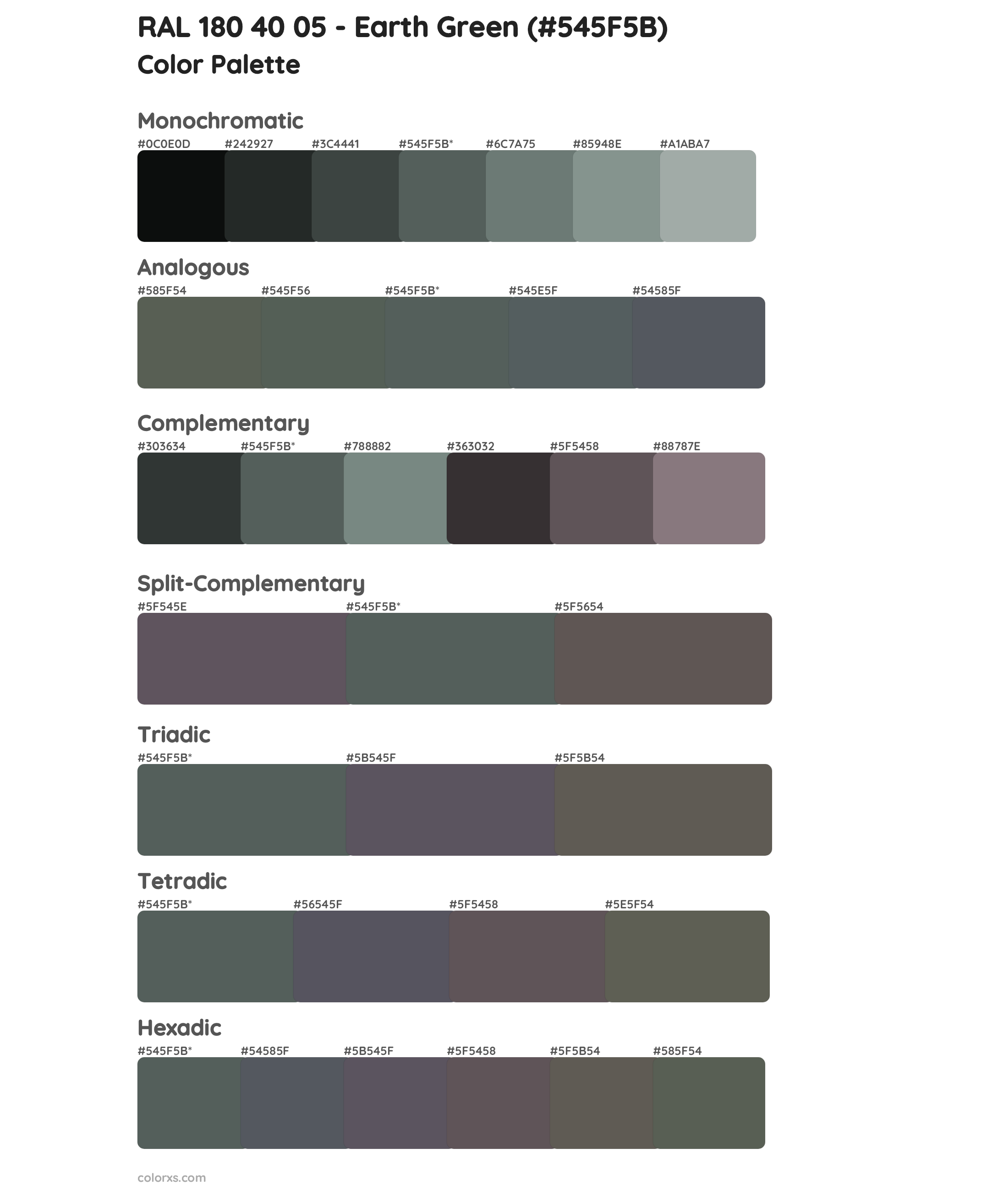 RAL 180 40 05 - Earth Green Color Scheme Palettes