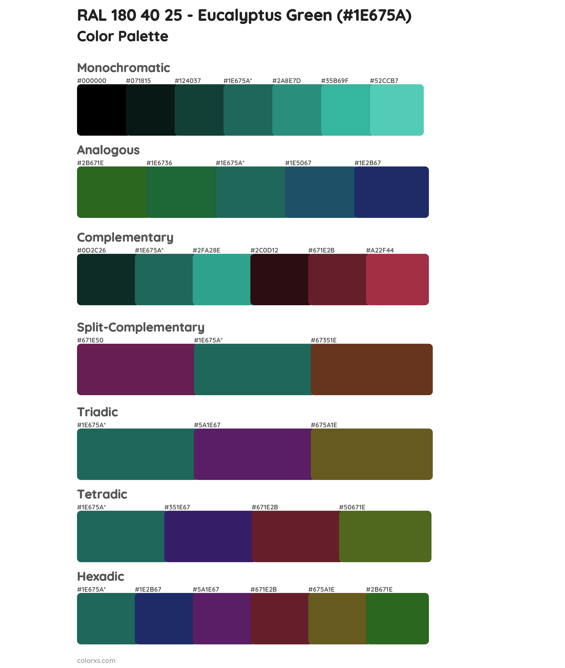 RAL 180 40 25 - Eucalyptus Green Color Scheme Palettes