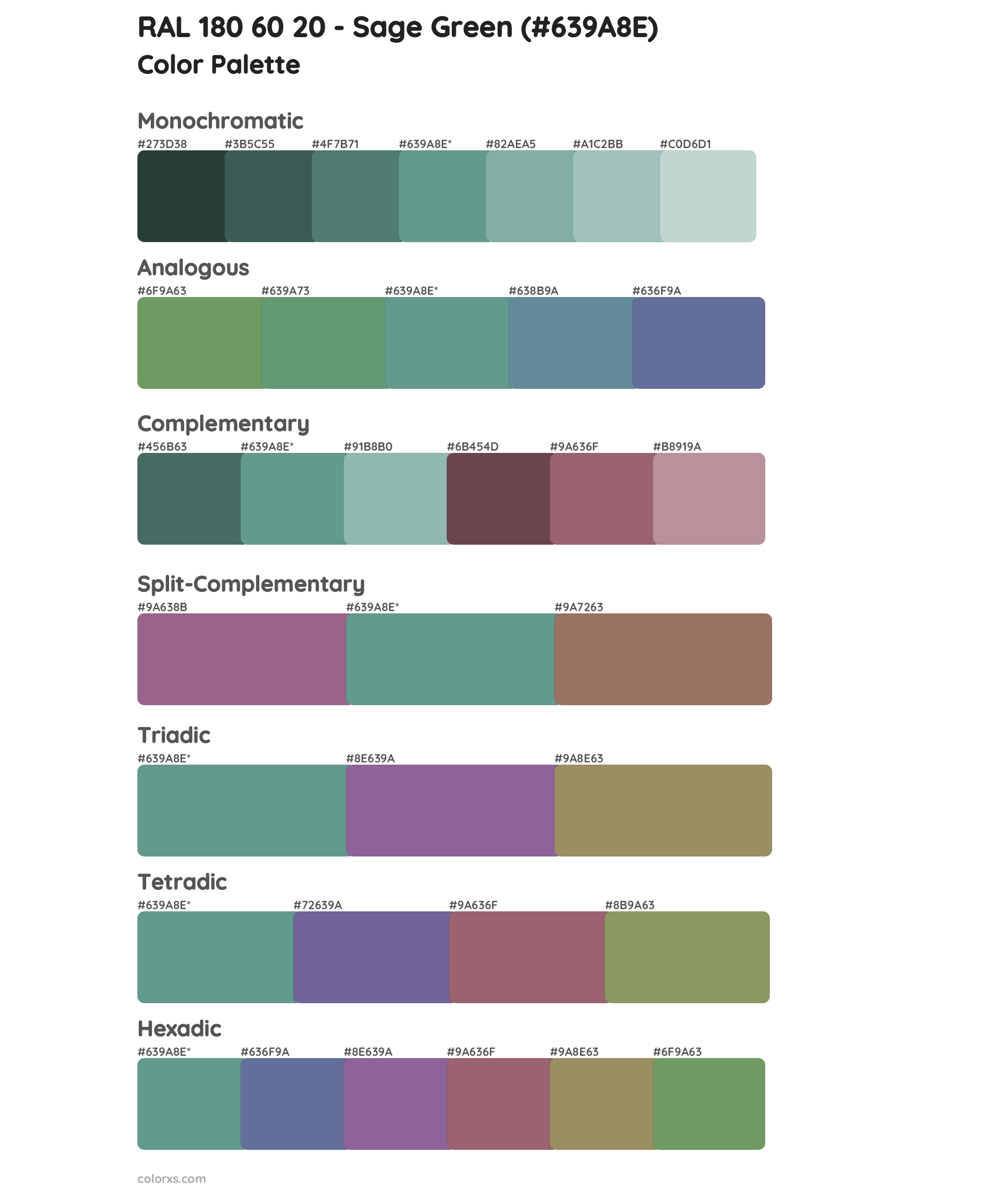 RAL 180 60 20 - Sage Green Color Scheme Palettes