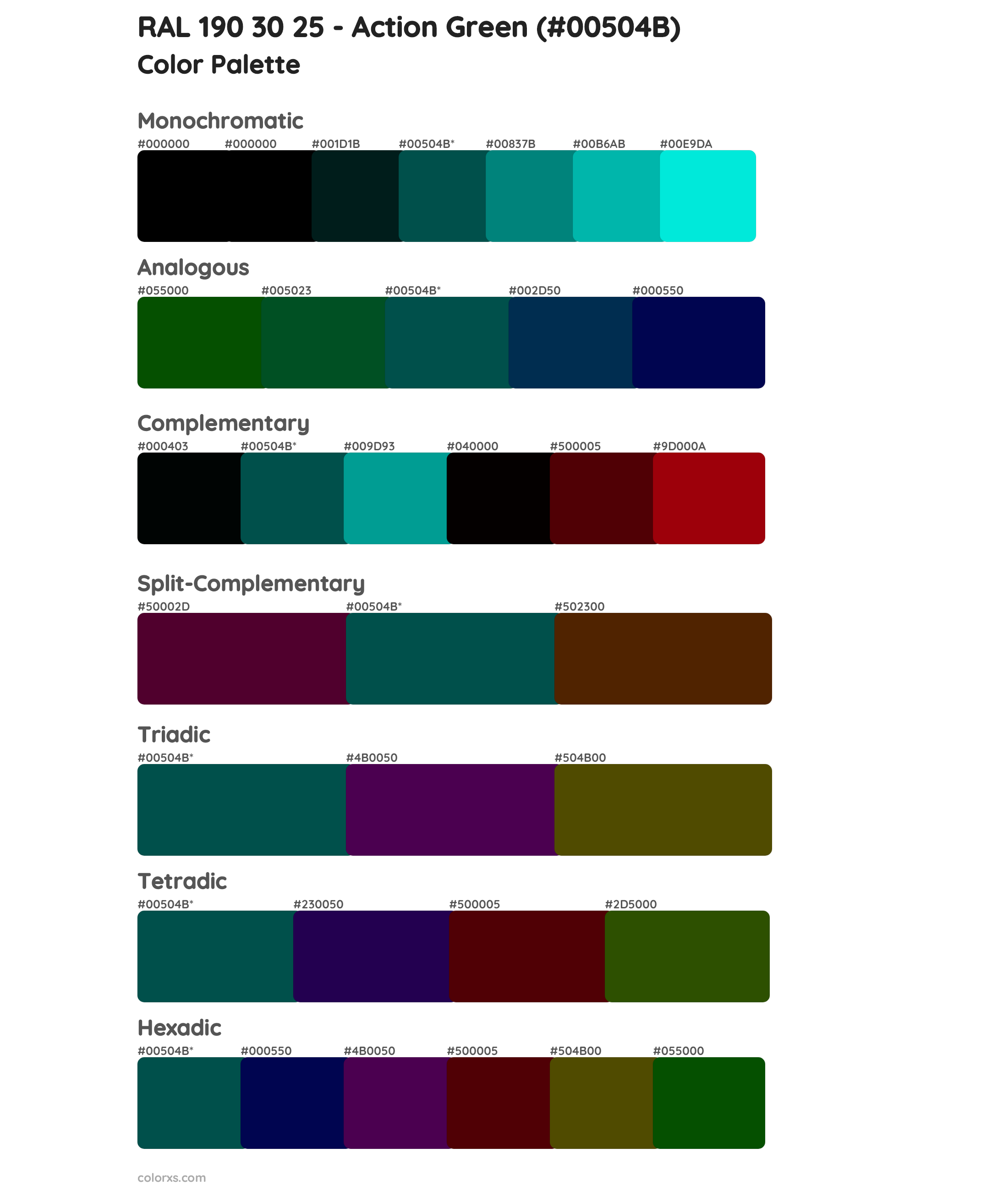 RAL 190 30 25 - Action Green Color Scheme Palettes