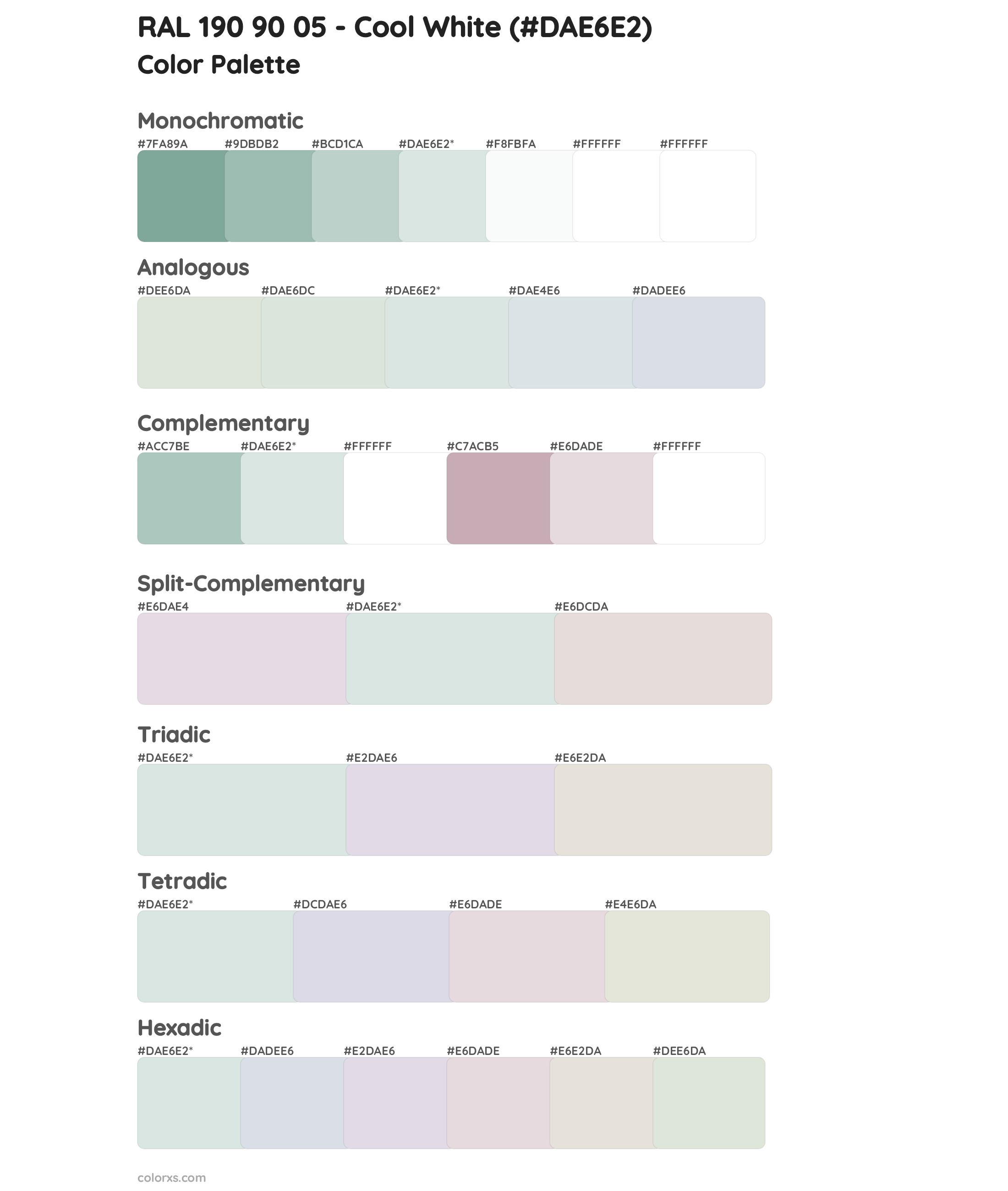 RAL 190 90 05 - Cool White Color Scheme Palettes