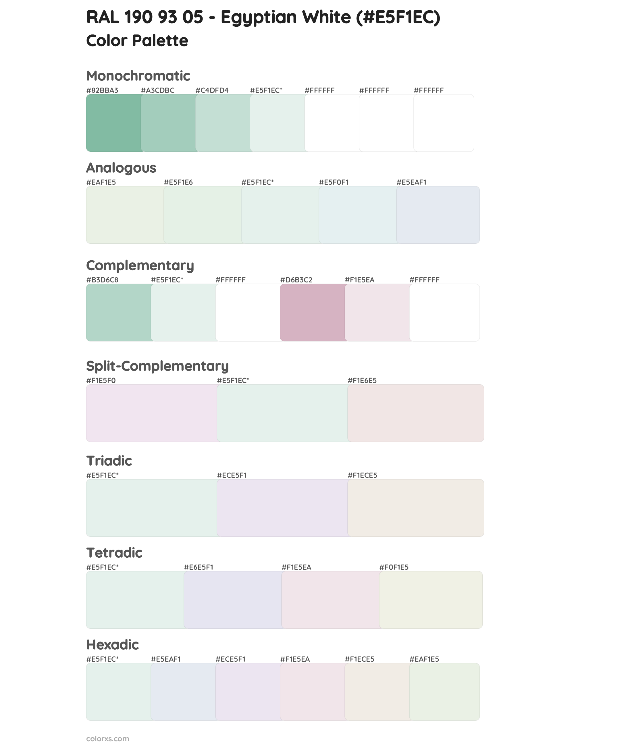 RAL 190 93 05 - Egyptian White Color Scheme Palettes