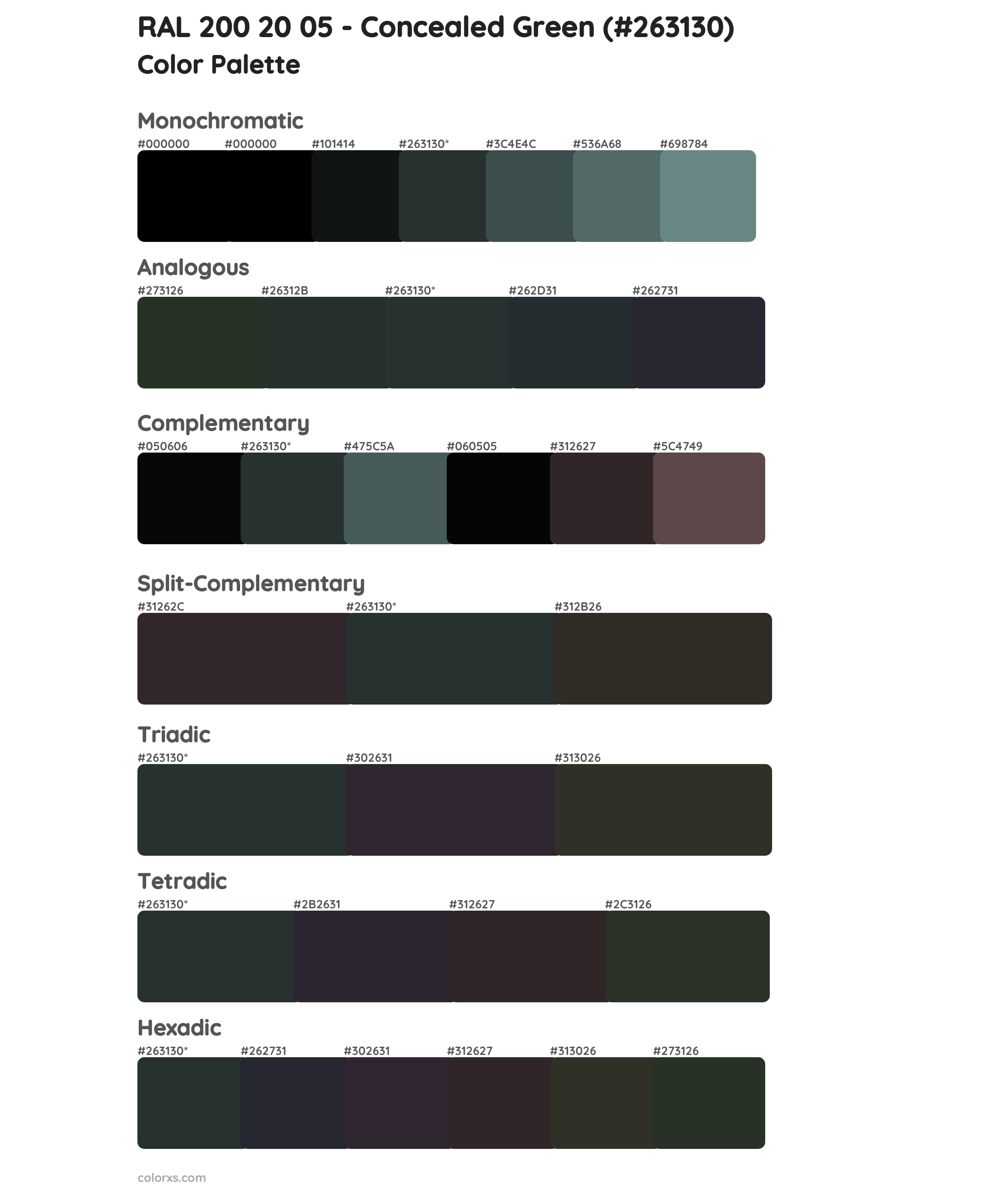 RAL 200 20 05 - Concealed Green Color Scheme Palettes