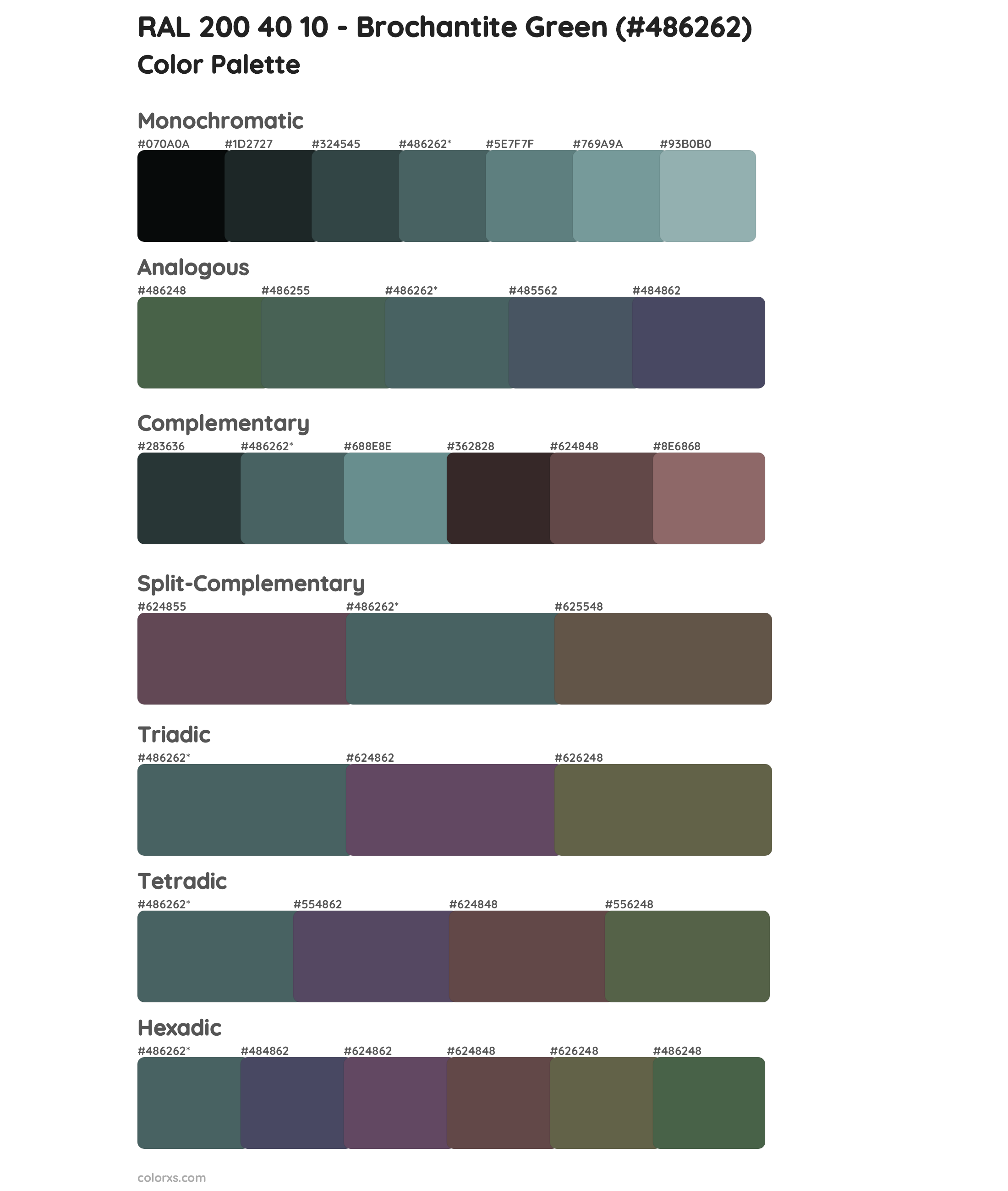 RAL 200 40 10 - Brochantite Green Color Scheme Palettes