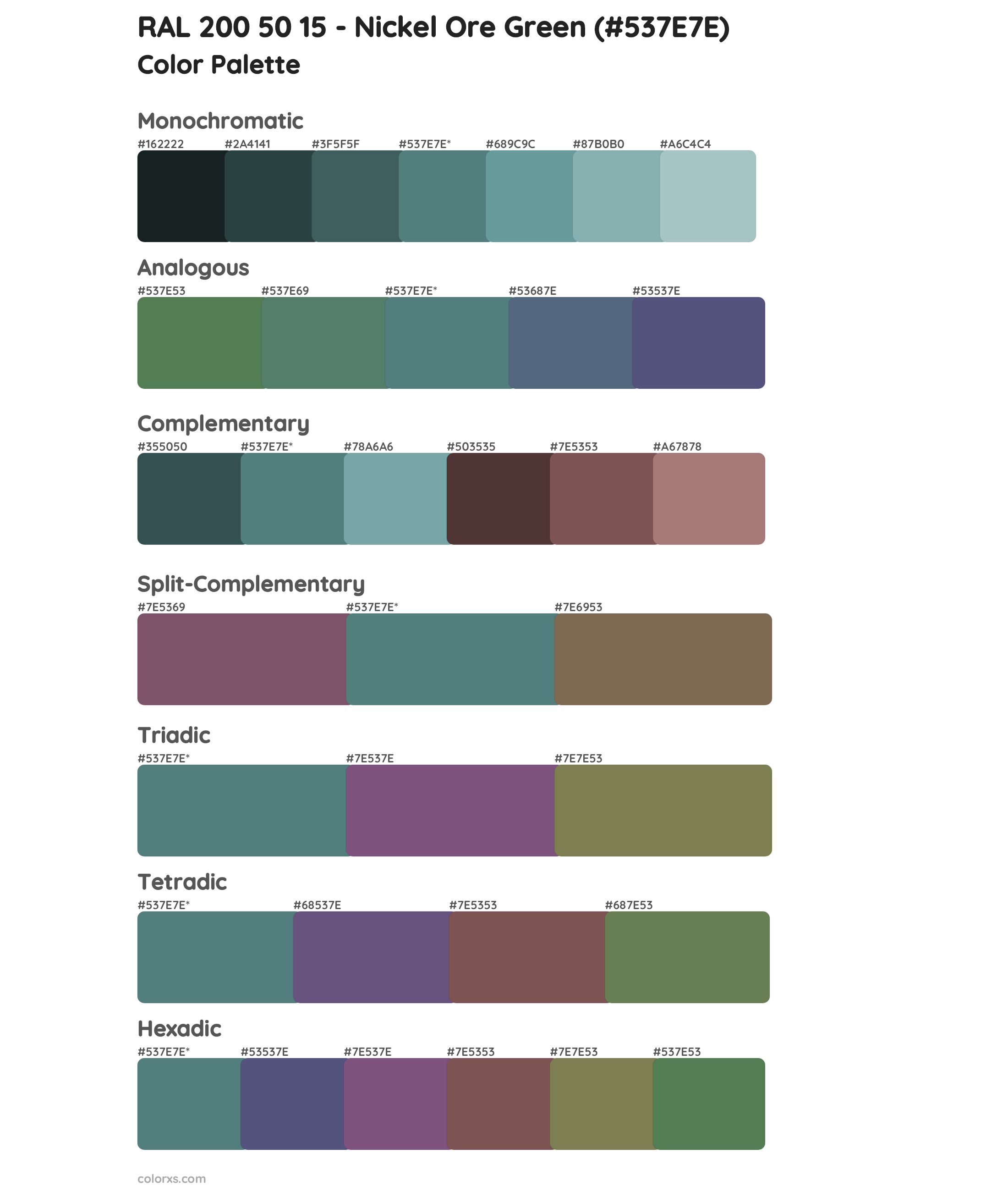 RAL 200 50 15 - Nickel Ore Green Color Scheme Palettes