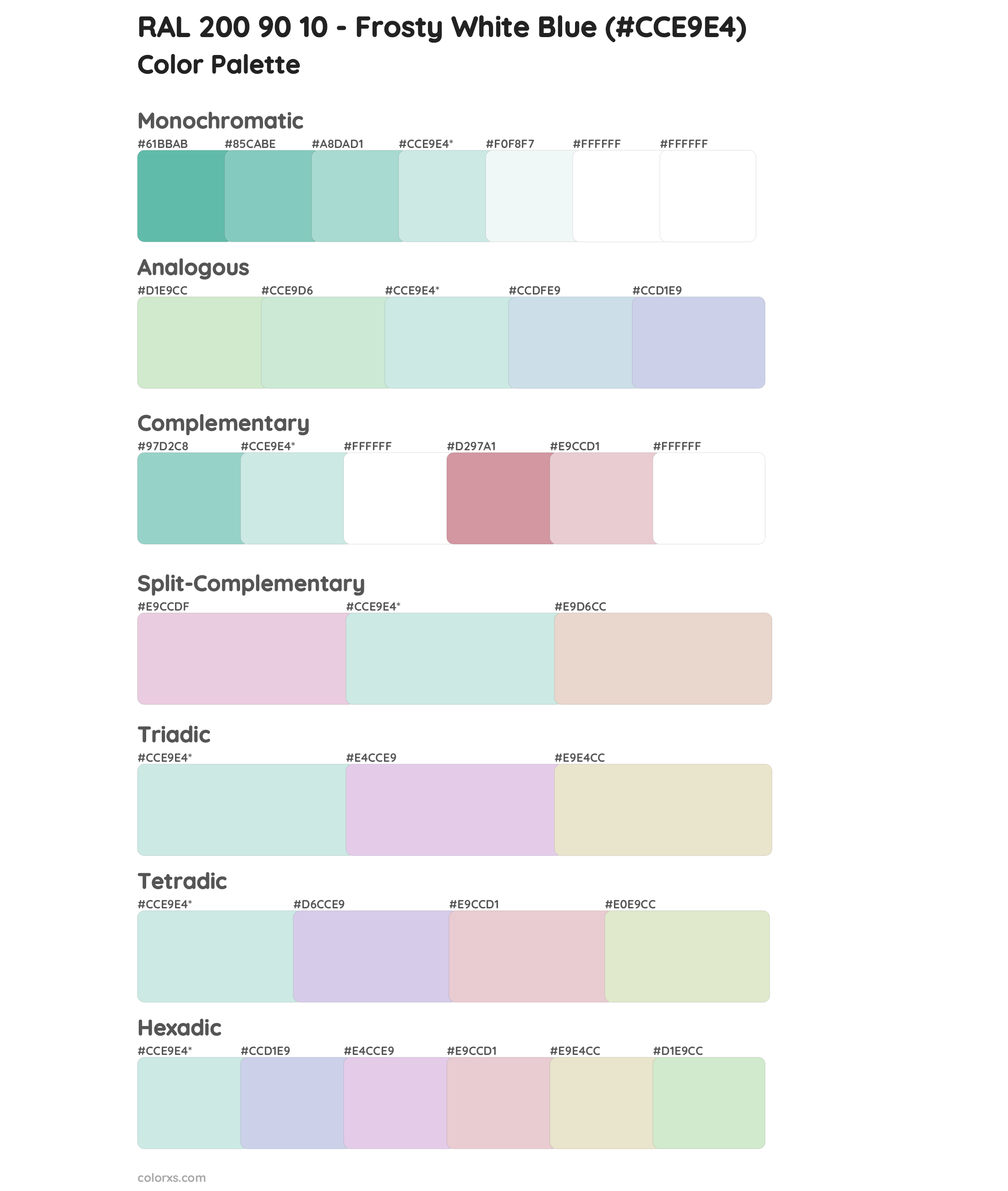 RAL 200 90 10 - Frosty White Blue Color Scheme Palettes