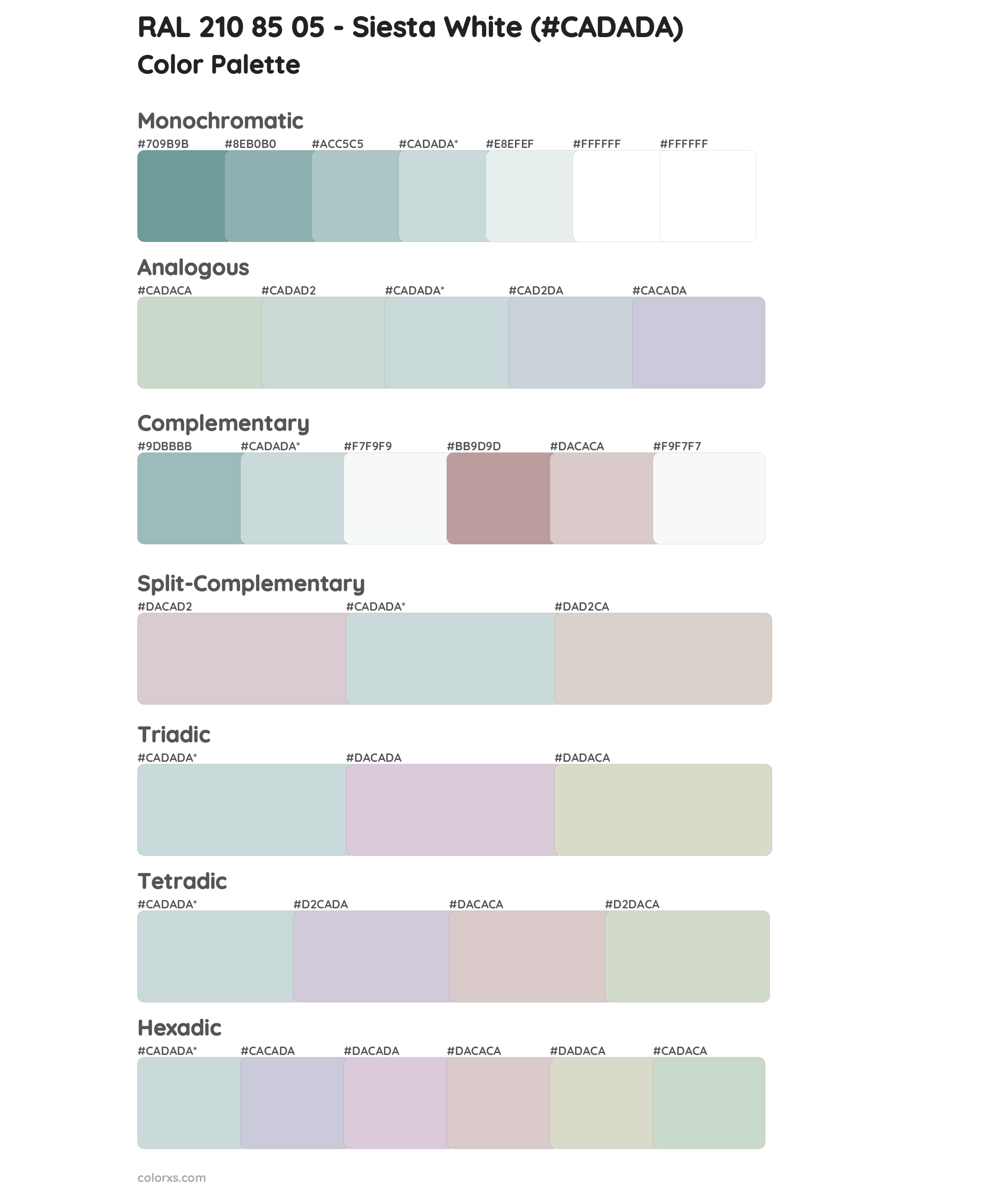 RAL 210 85 05 - Siesta White Color Scheme Palettes