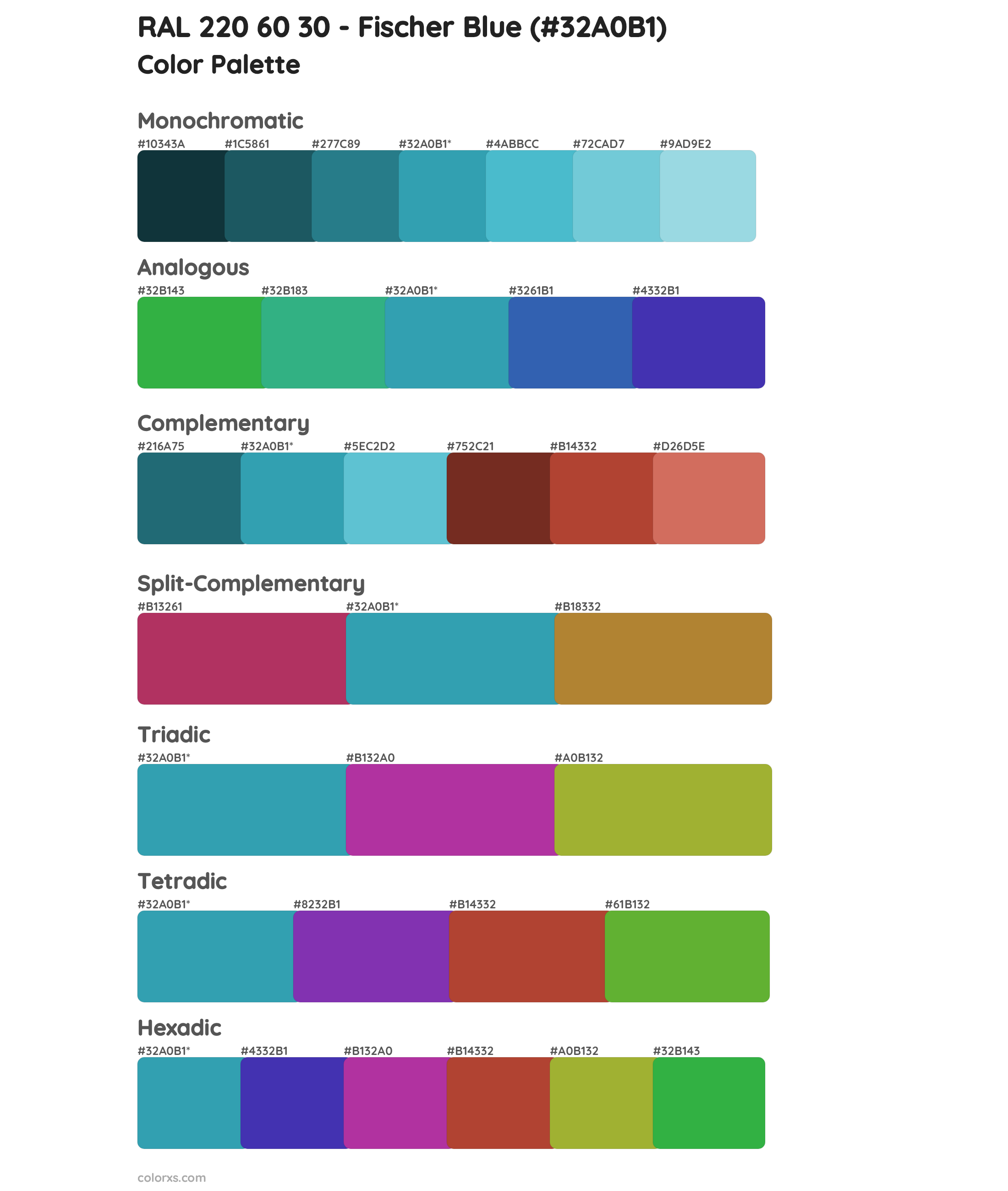 RAL 220 60 30 - Fischer Blue Color Scheme Palettes