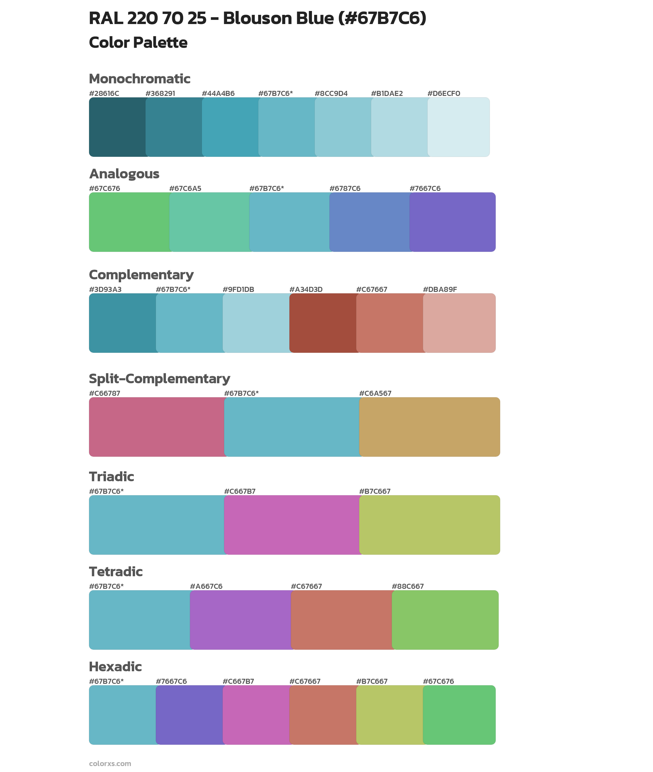 RAL 220 70 25 - Blouson Blue Color Scheme Palettes