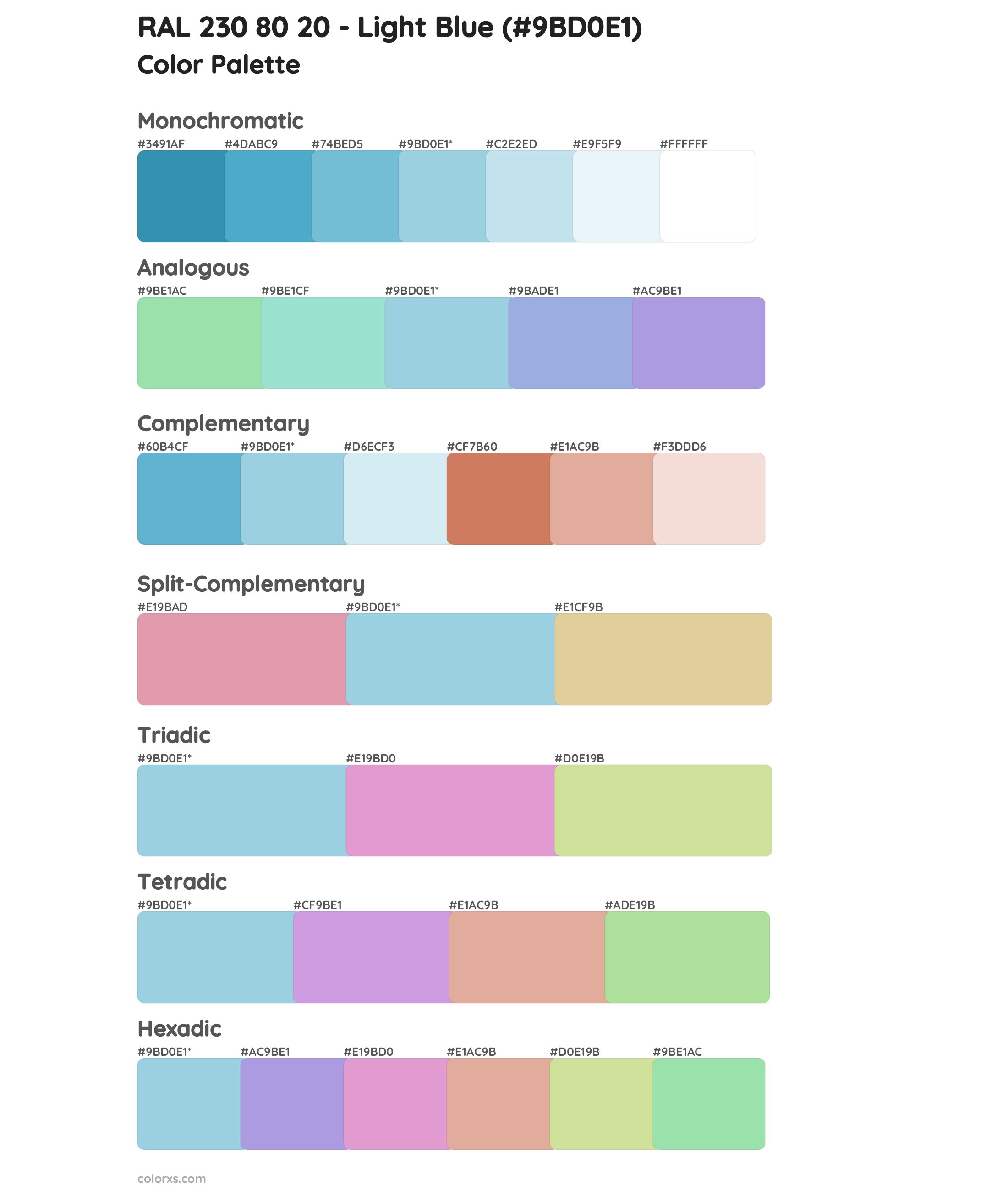 RAL 230 80 20 - Light Blue Color Scheme Palettes