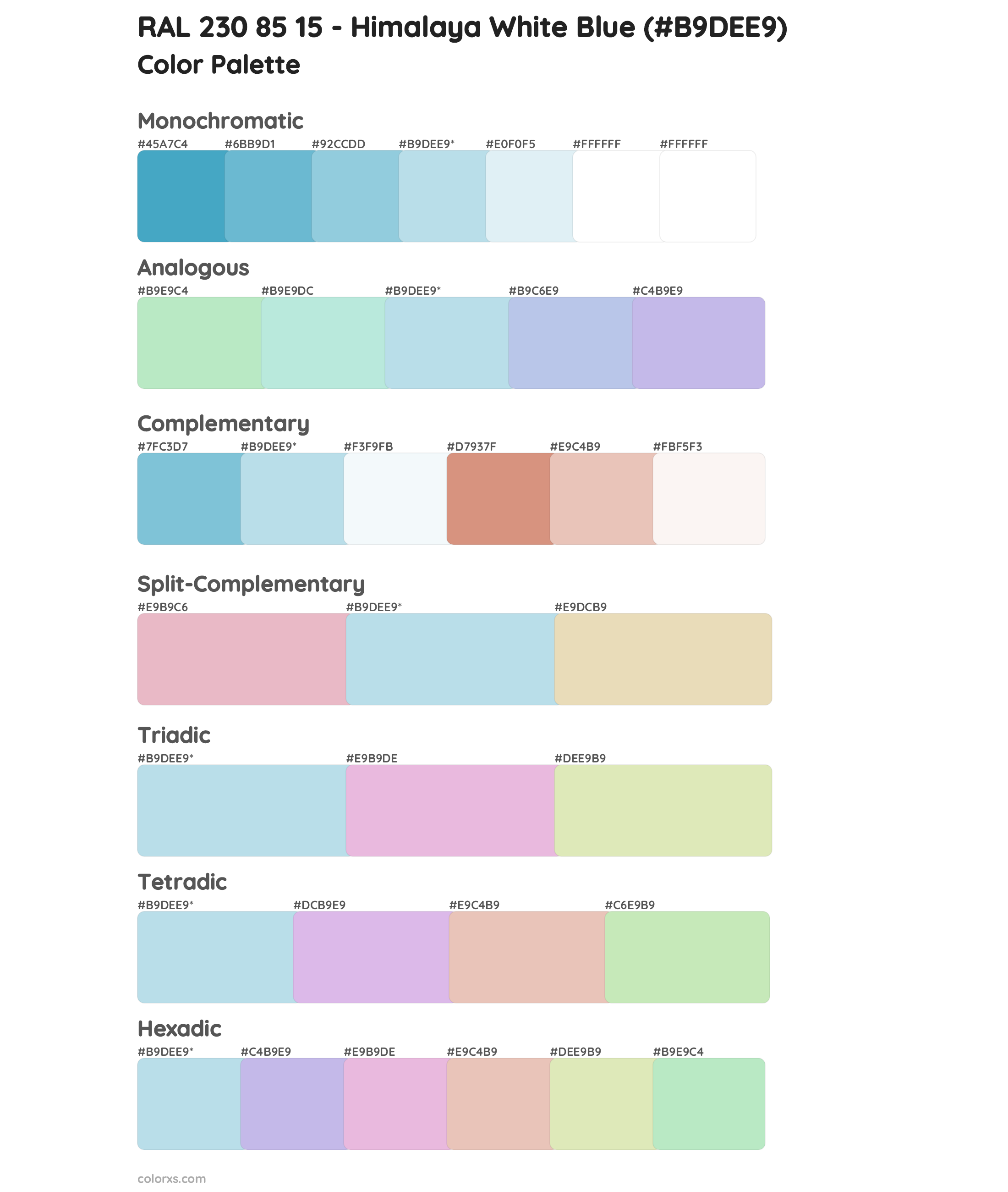 RAL 230 85 15 - Himalaya White Blue Color Scheme Palettes