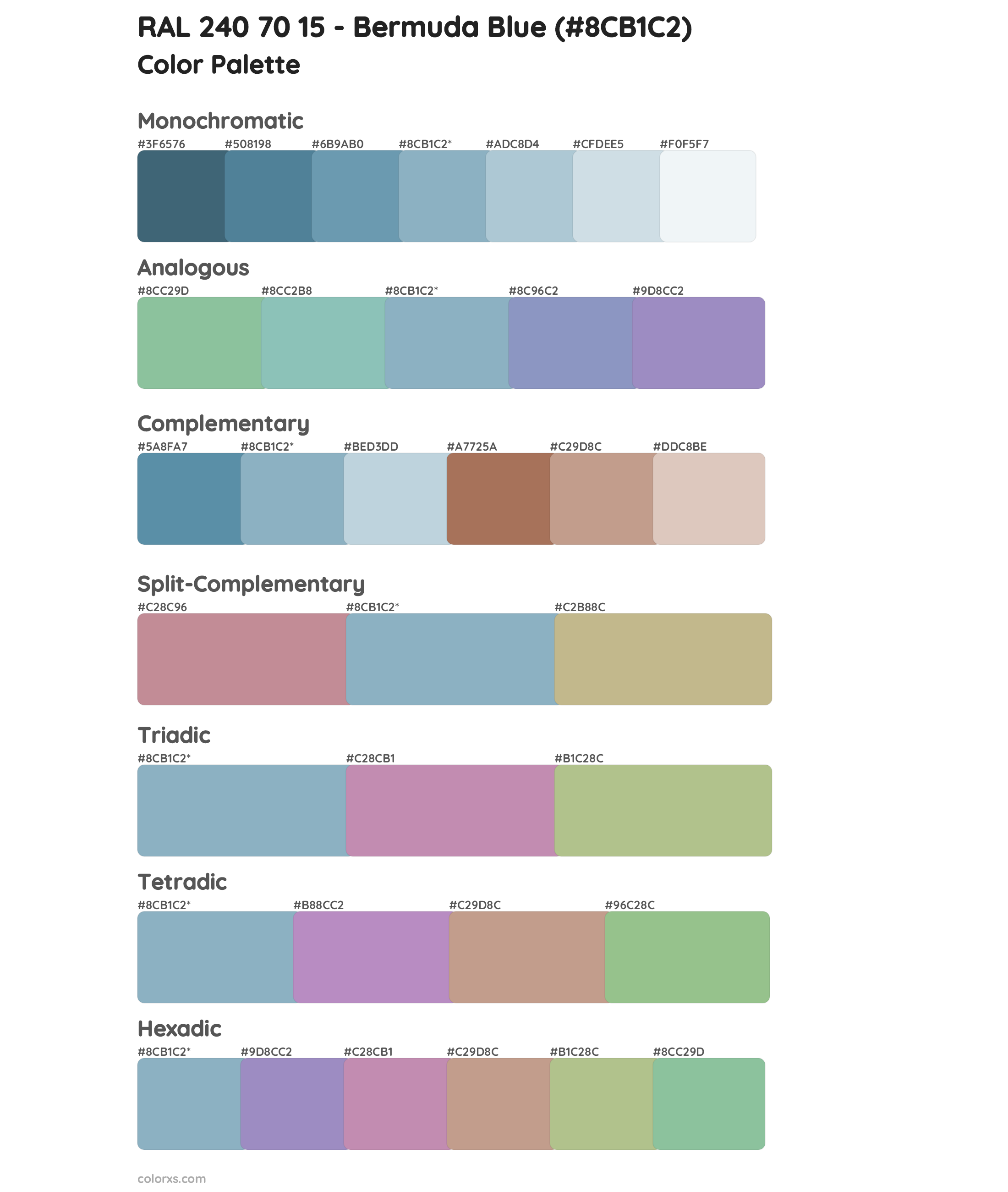 RAL 240 70 15 - Bermuda Blue Color Scheme Palettes