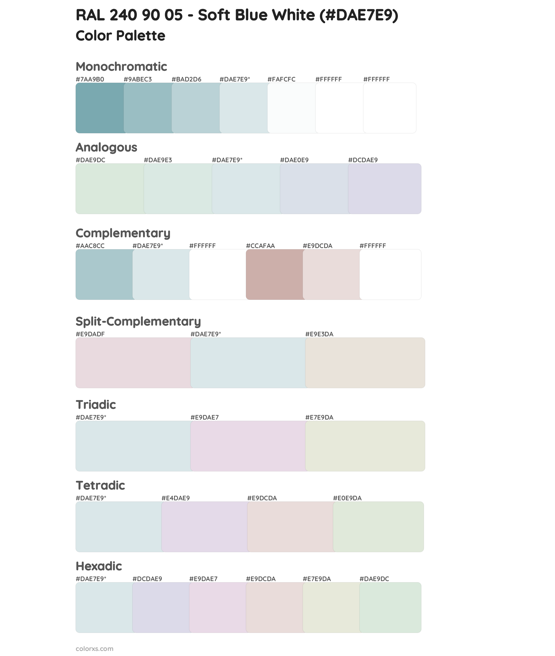 RAL 240 90 05 - Soft Blue White Color Scheme Palettes