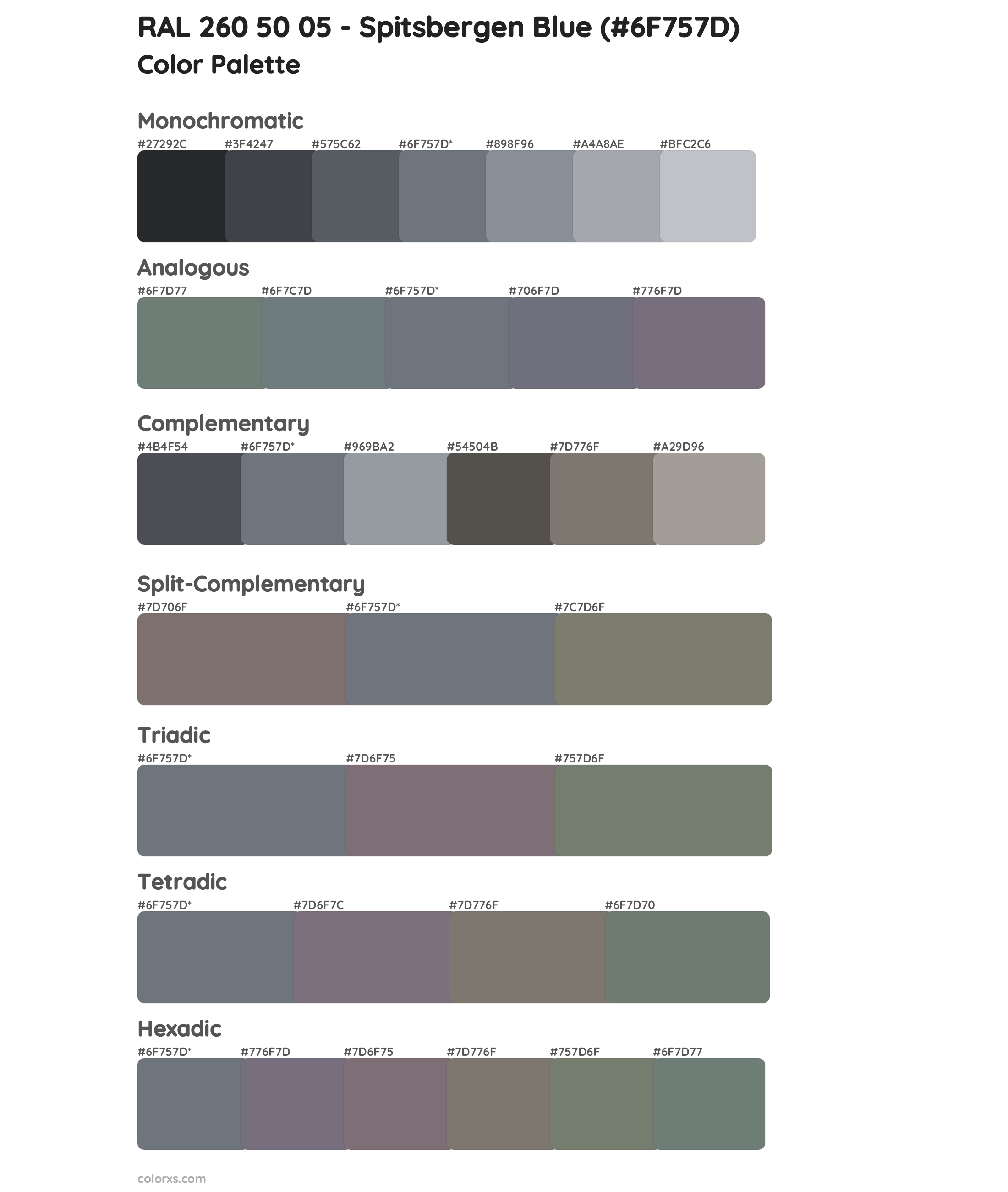 RAL 260 50 05 - Spitsbergen Blue Color Scheme Palettes