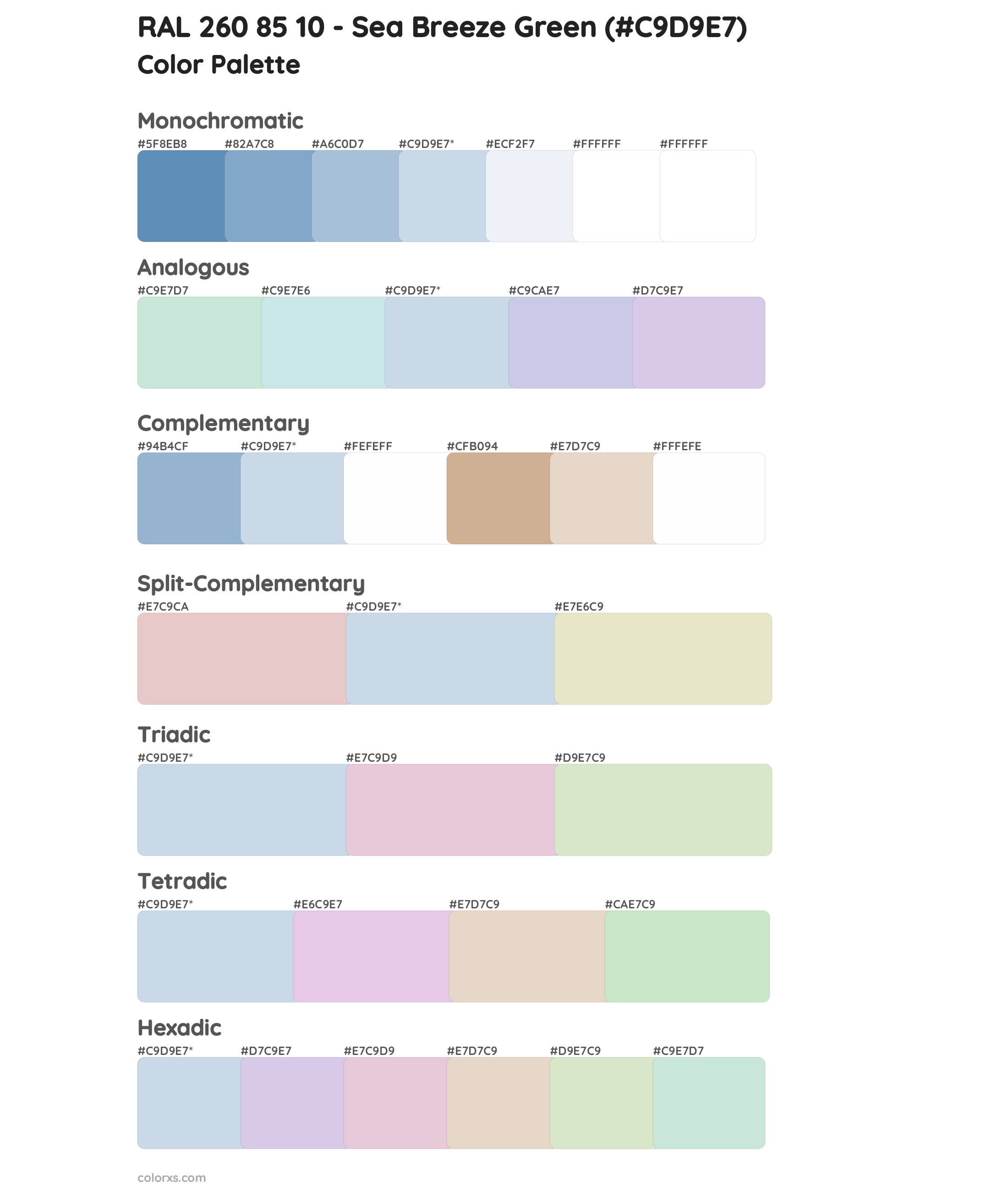 RAL 260 85 10 - Sea Breeze Green Color Scheme Palettes