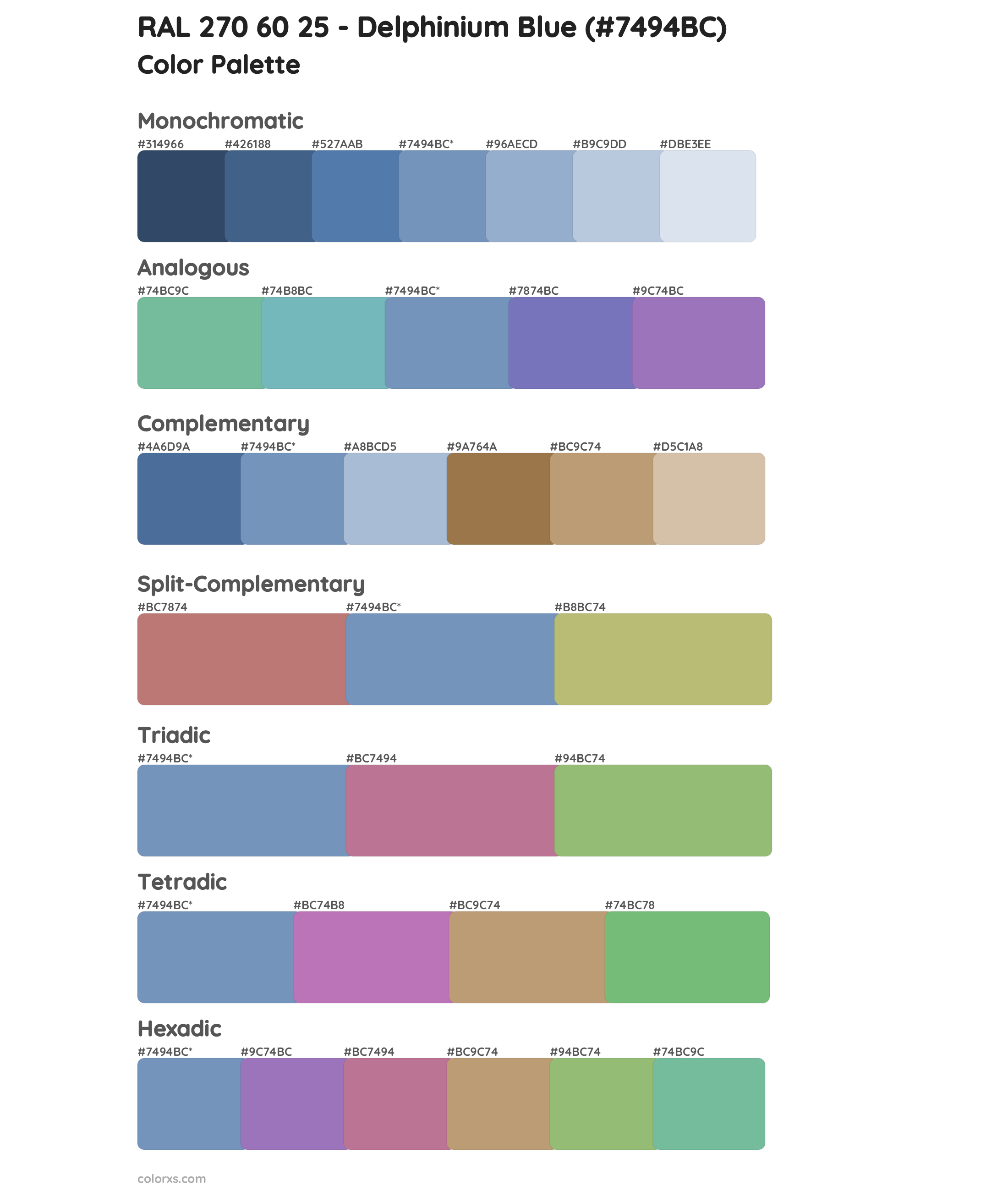 RAL 270 60 25 - Delphinium Blue Color Scheme Palettes