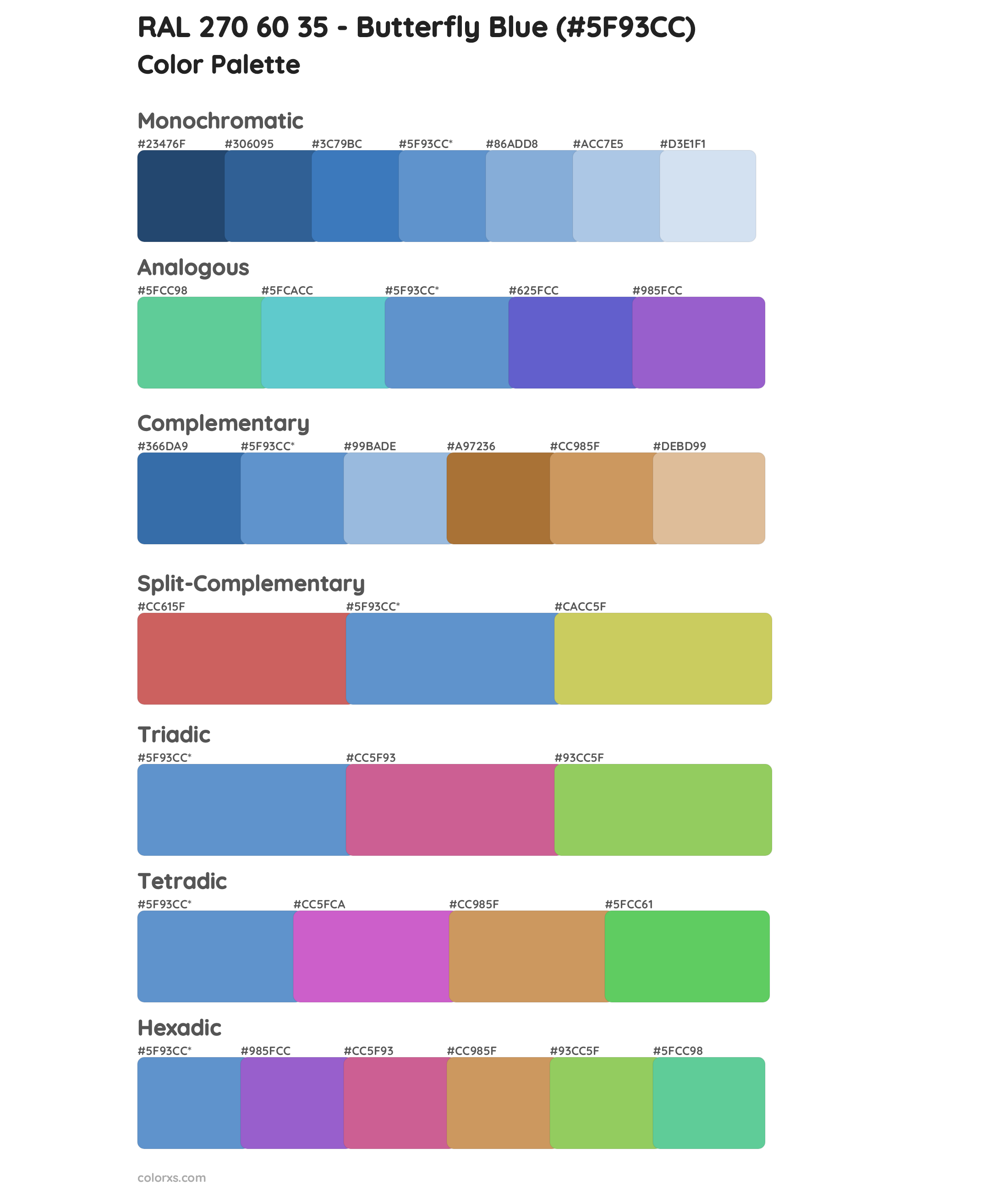 RAL 270 60 35 - Butterfly Blue Color Scheme Palettes