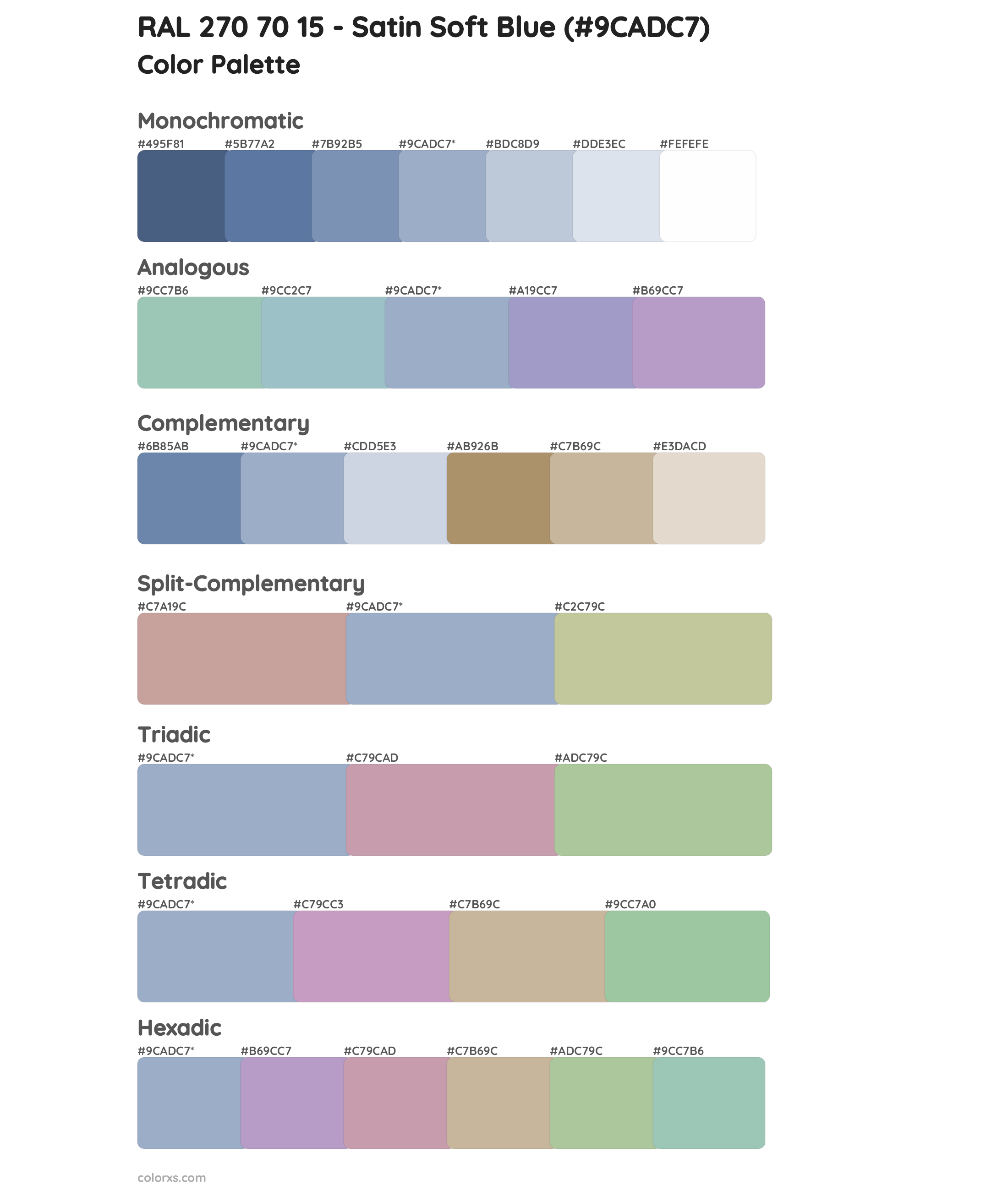 RAL 270 70 15 - Satin Soft Blue Color Scheme Palettes