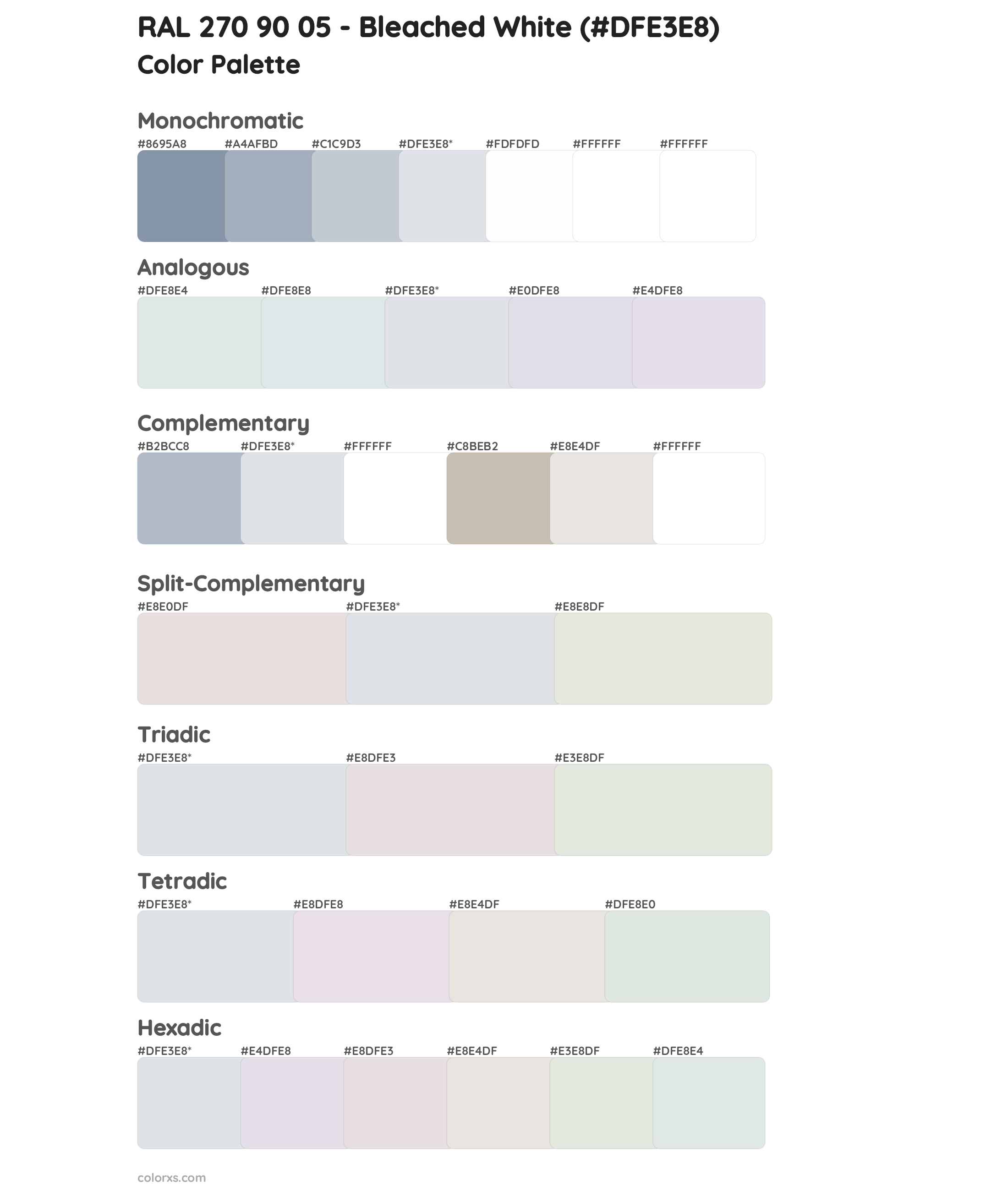 RAL 270 90 05 - Bleached White Color Scheme Palettes