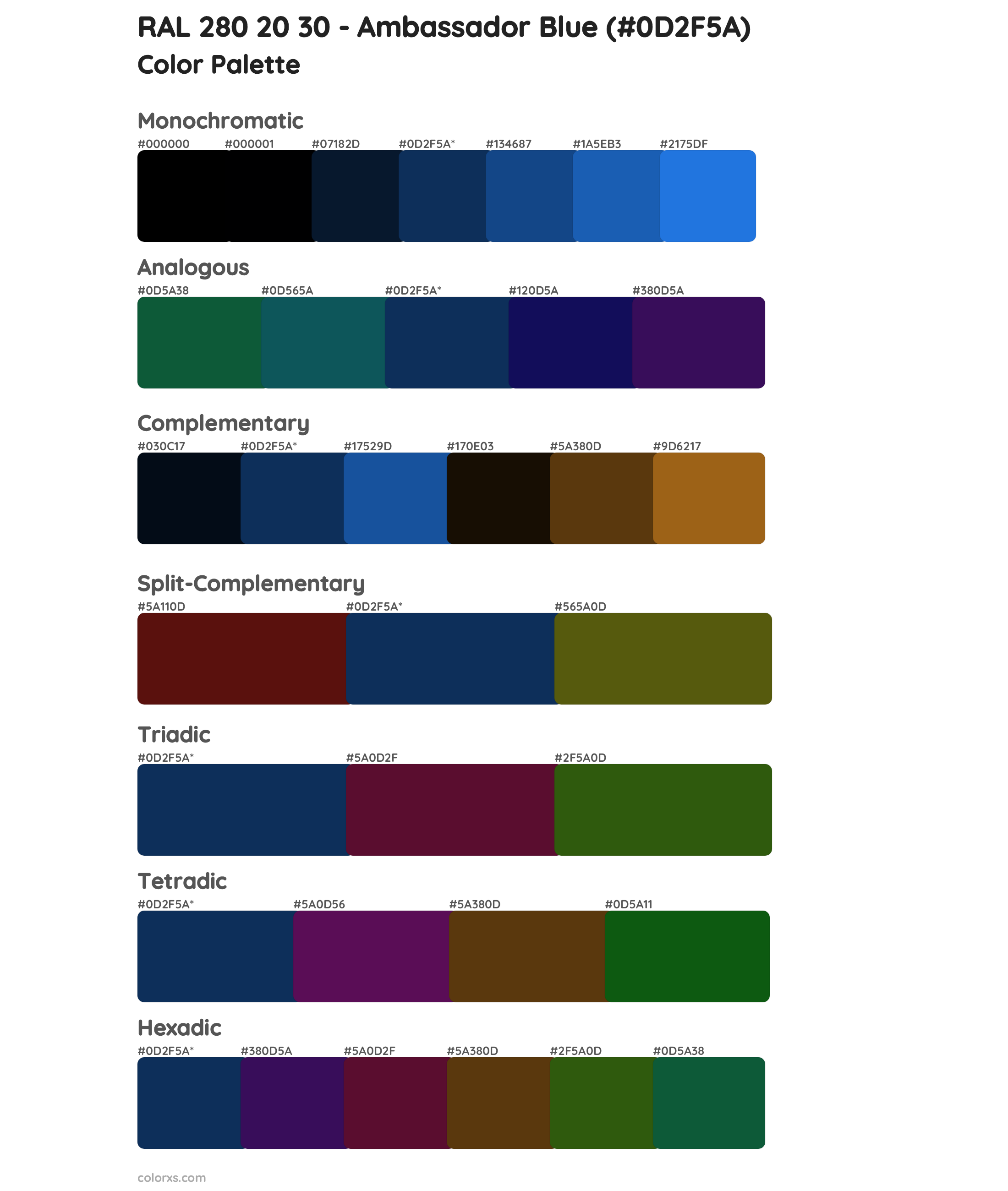 RAL 280 20 30 - Ambassador Blue Color Scheme Palettes