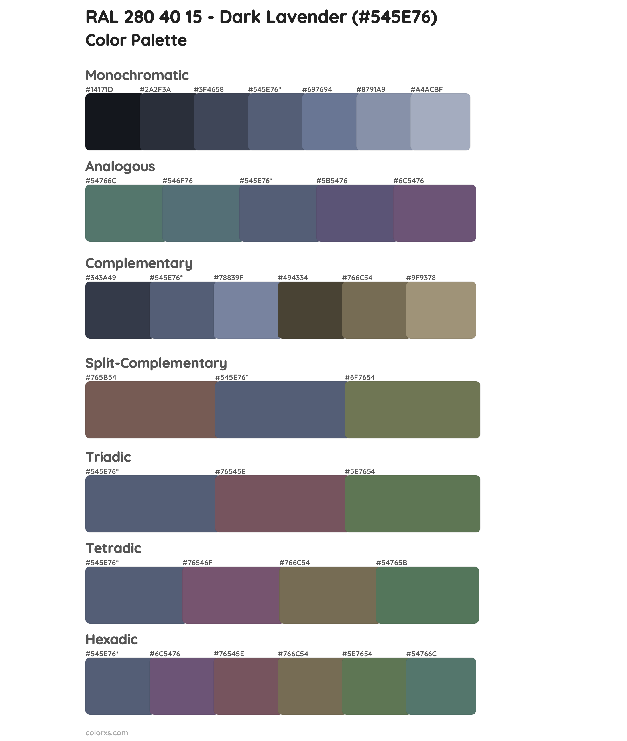 RAL 280 40 15 - Dark Lavender Color Scheme Palettes