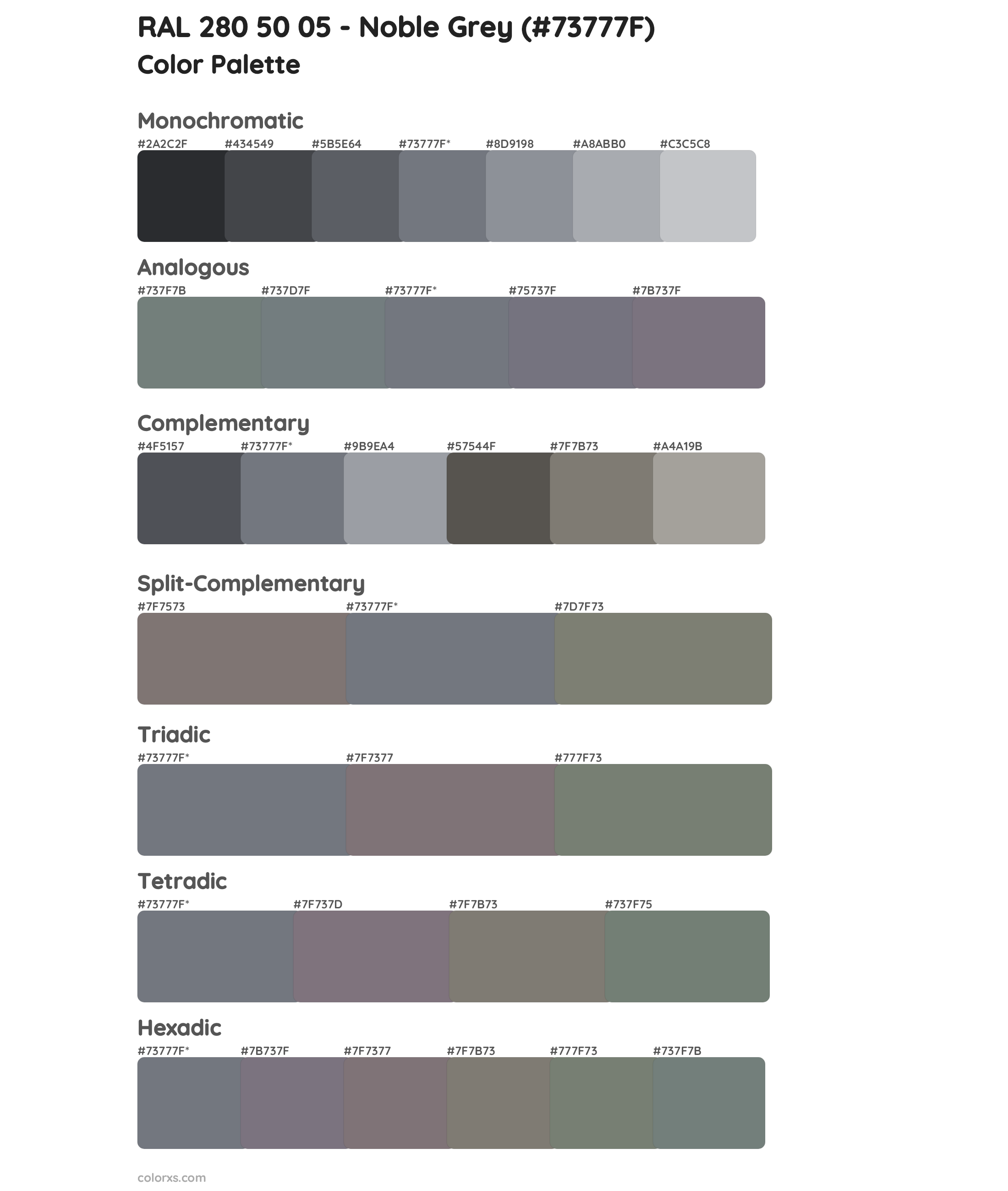 RAL 280 50 05 - Noble Grey Color Scheme Palettes