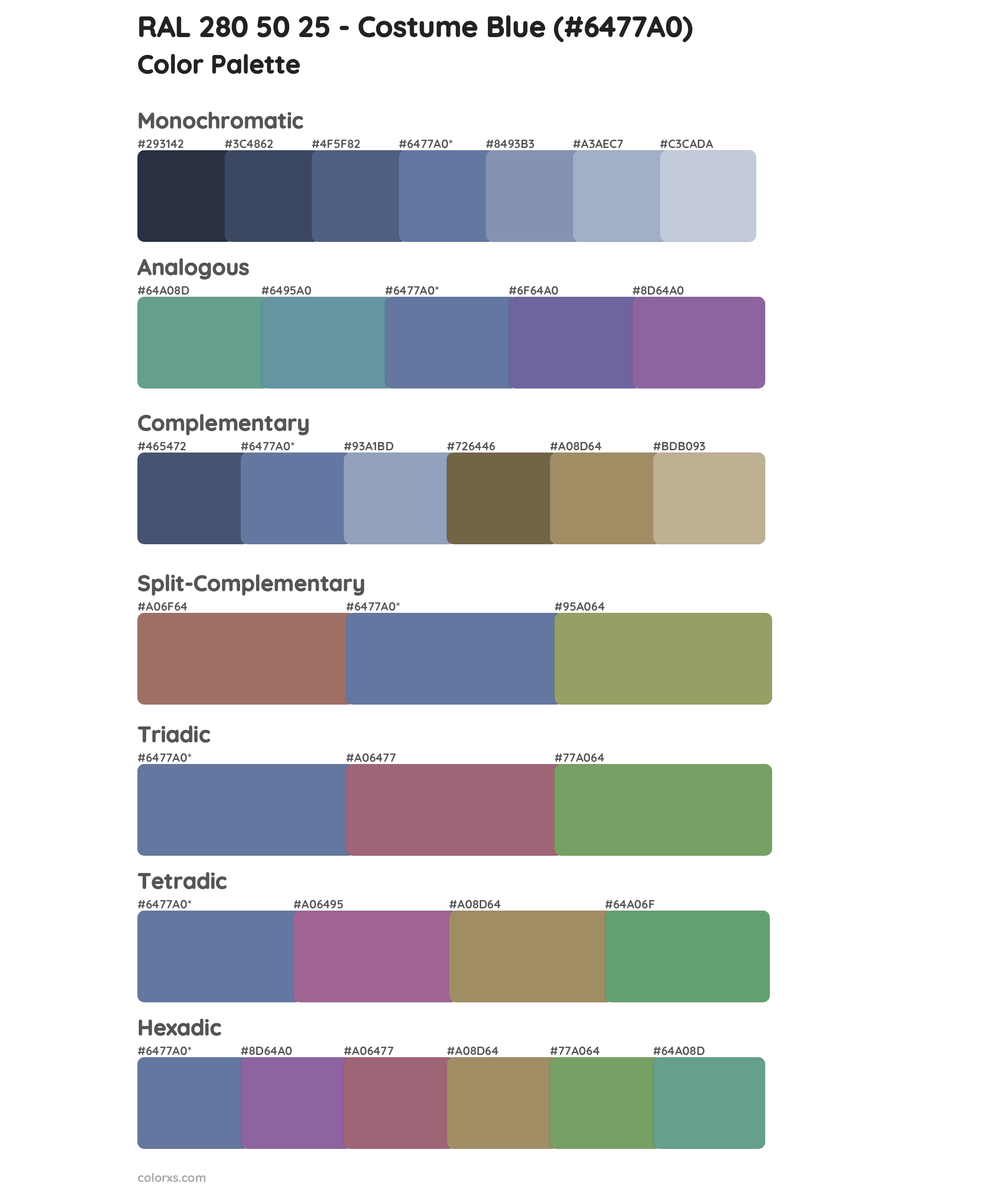 RAL 280 50 25 - Costume Blue Color Scheme Palettes