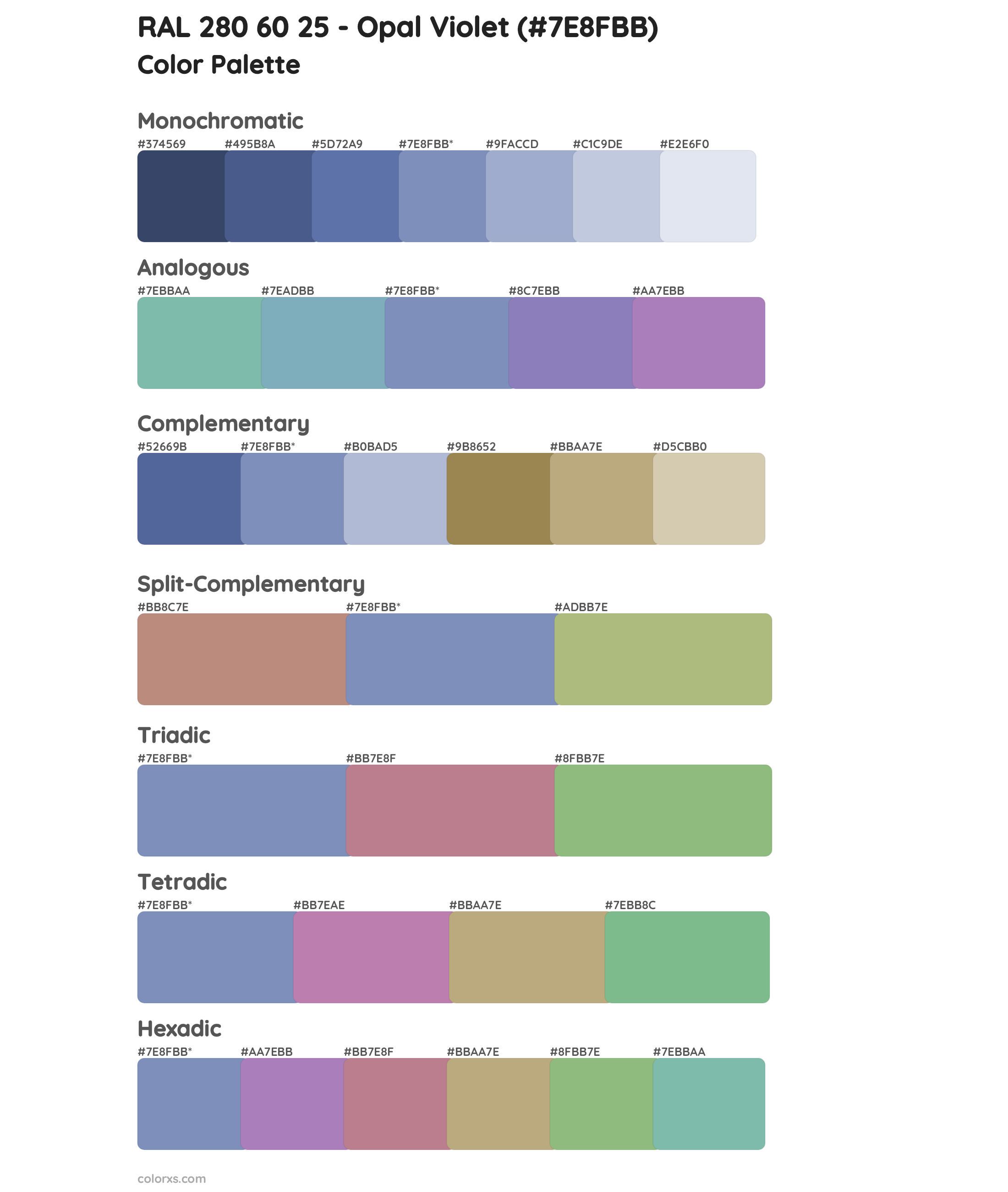 RAL 280 60 25 - Opal Violet Color Scheme Palettes