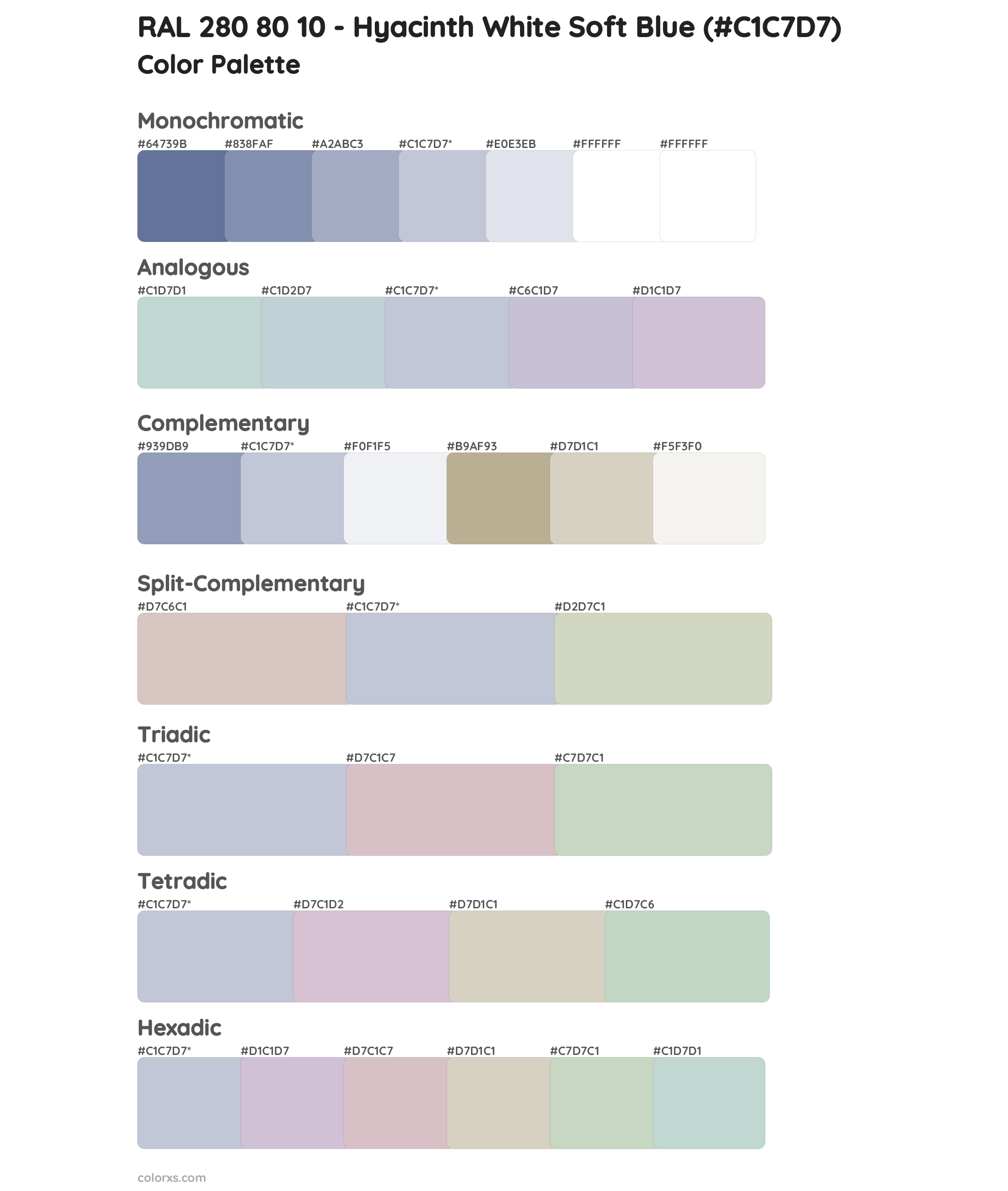 RAL 280 80 10 - Hyacinth White Soft Blue Color Scheme Palettes