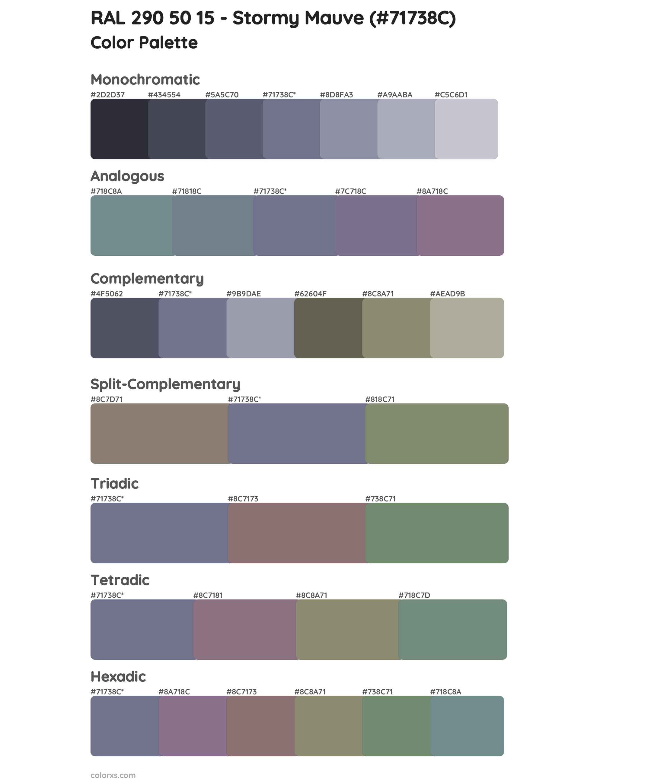 RAL 290 50 15 - Stormy Mauve Color Scheme Palettes