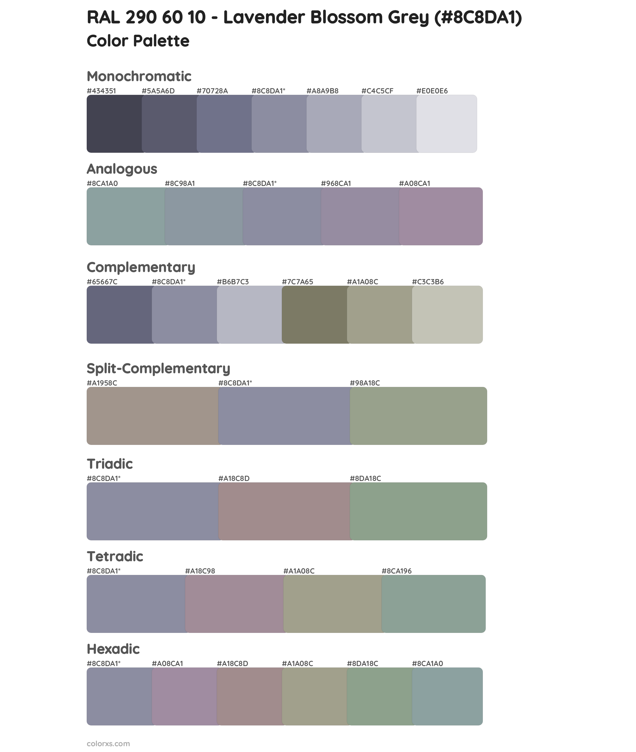 RAL 290 60 10 - Lavender Blossom Grey Color Scheme Palettes