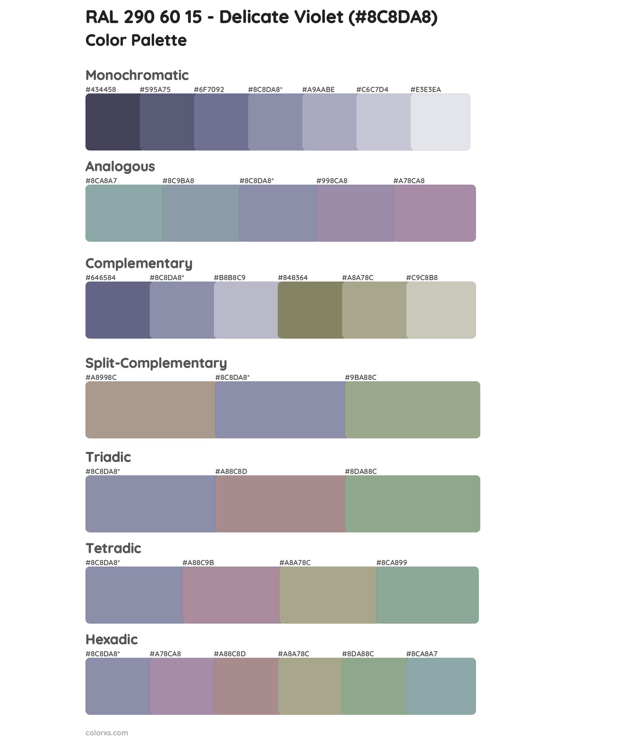 RAL 290 60 15 - Delicate Violet Color Scheme Palettes