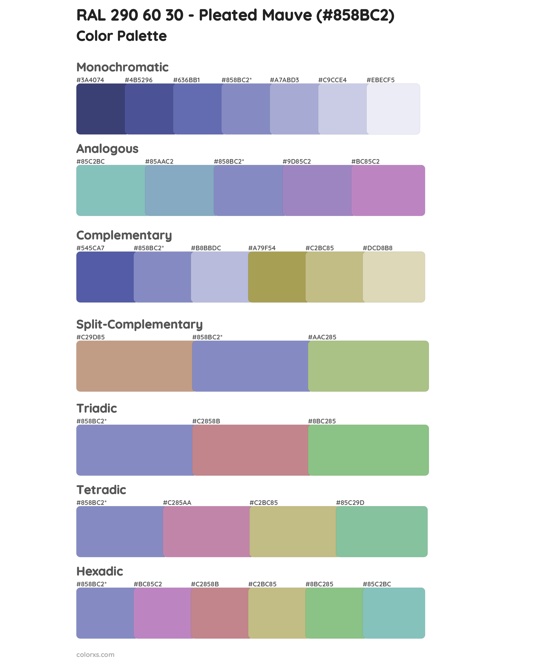 RAL 290 60 30 - Pleated Mauve Color Scheme Palettes