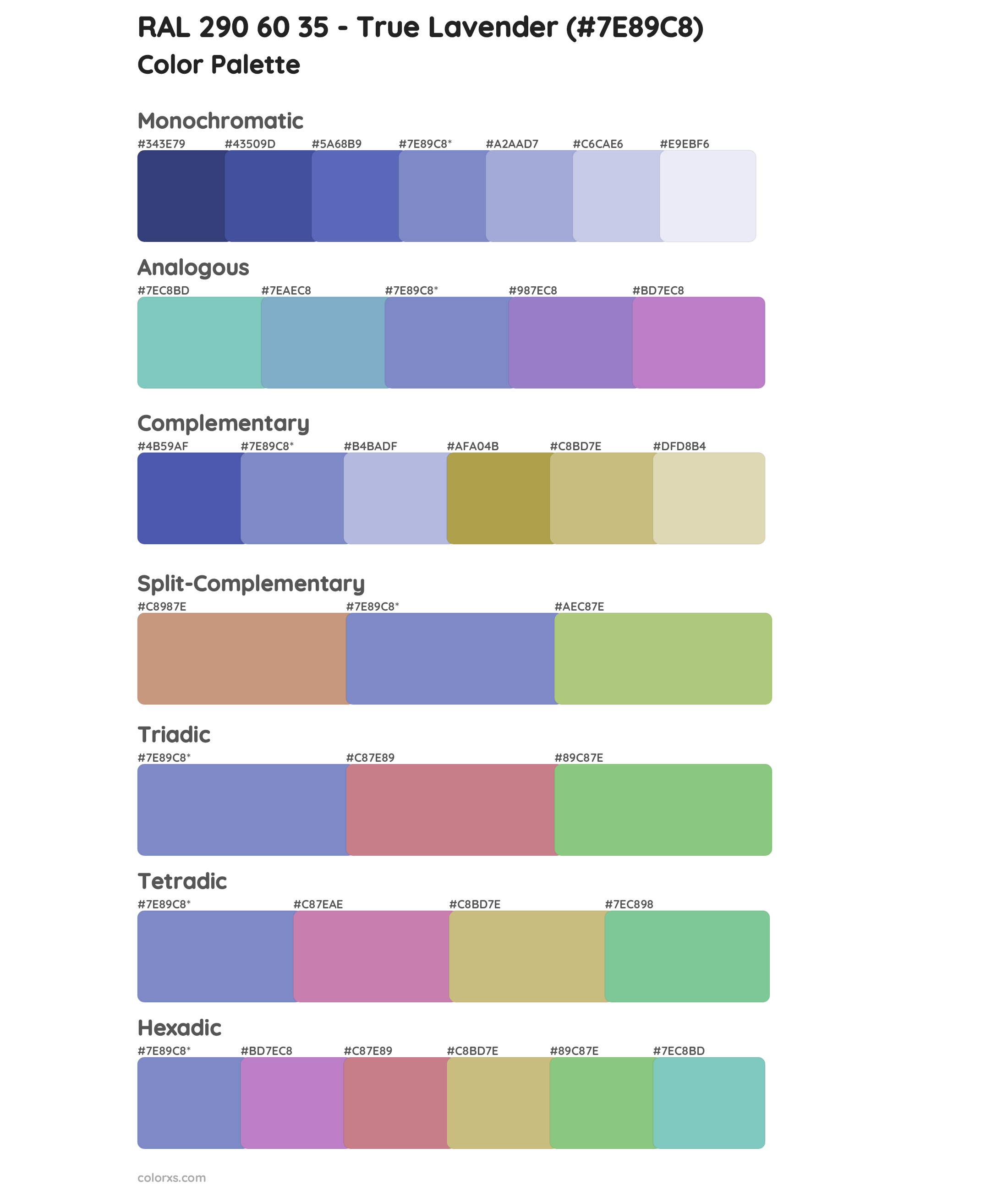 RAL 290 60 35 - True Lavender Color Scheme Palettes