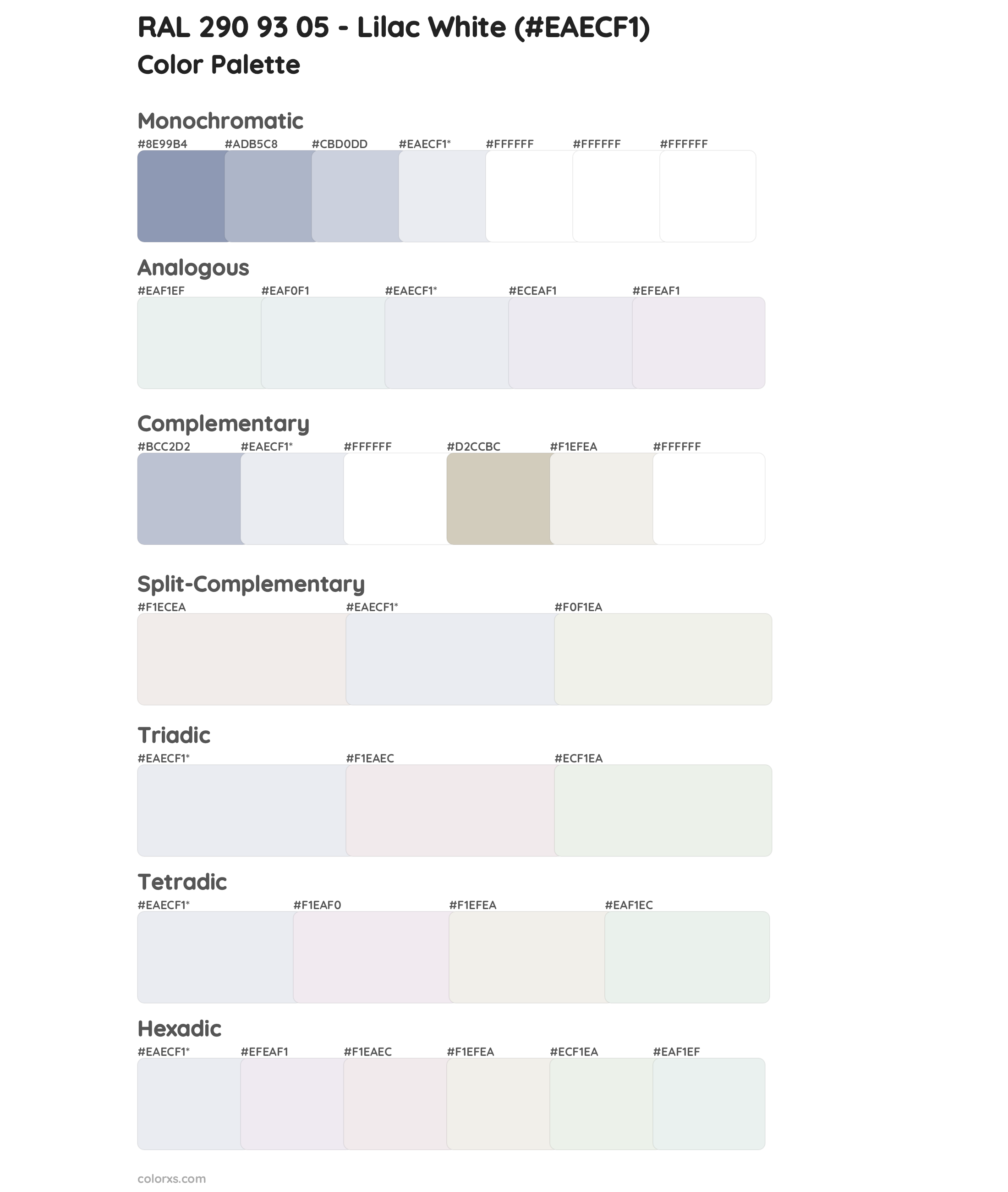 RAL 290 93 05 - Lilac White Color Scheme Palettes