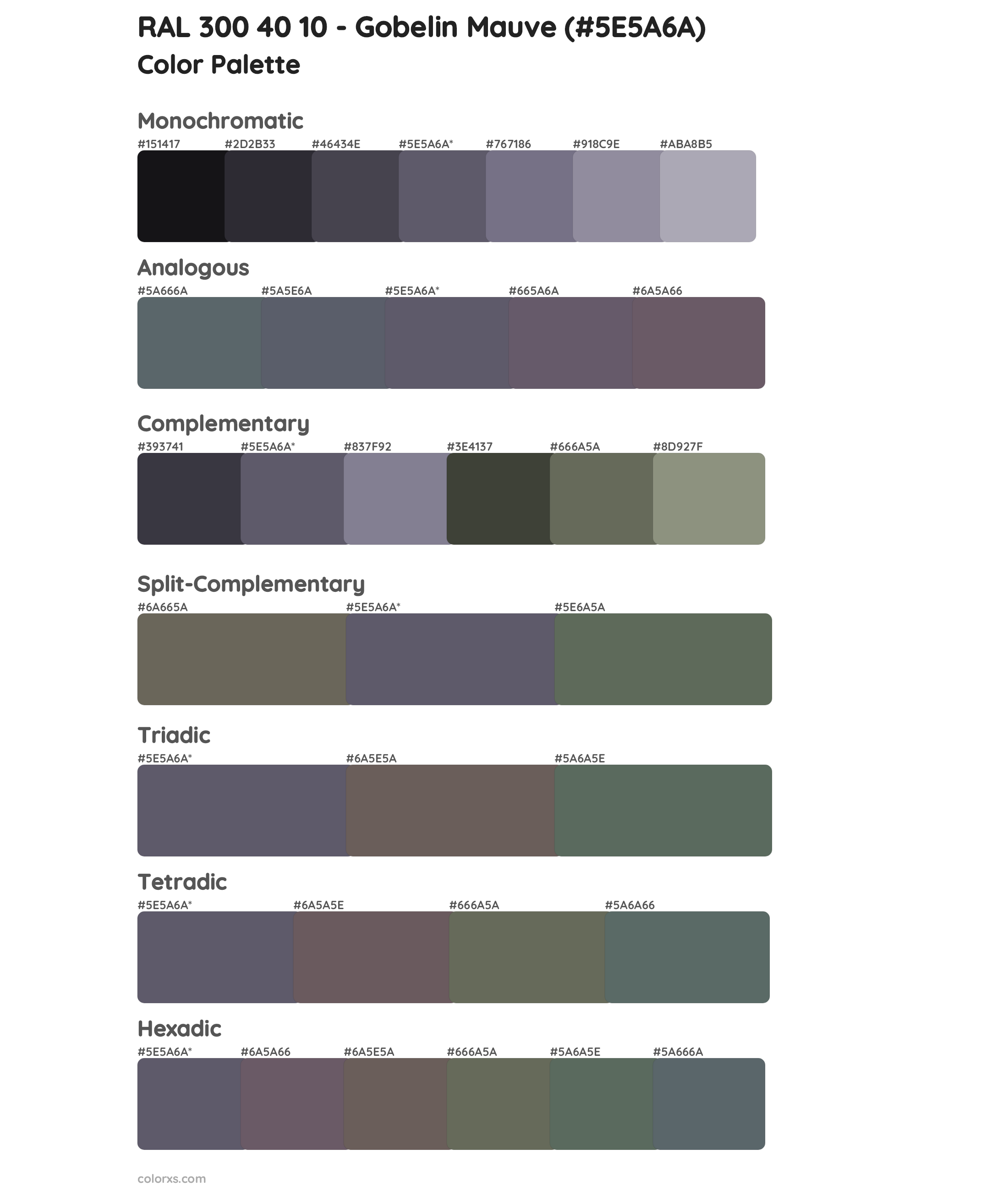 RAL 300 40 10 - Gobelin Mauve Color Scheme Palettes