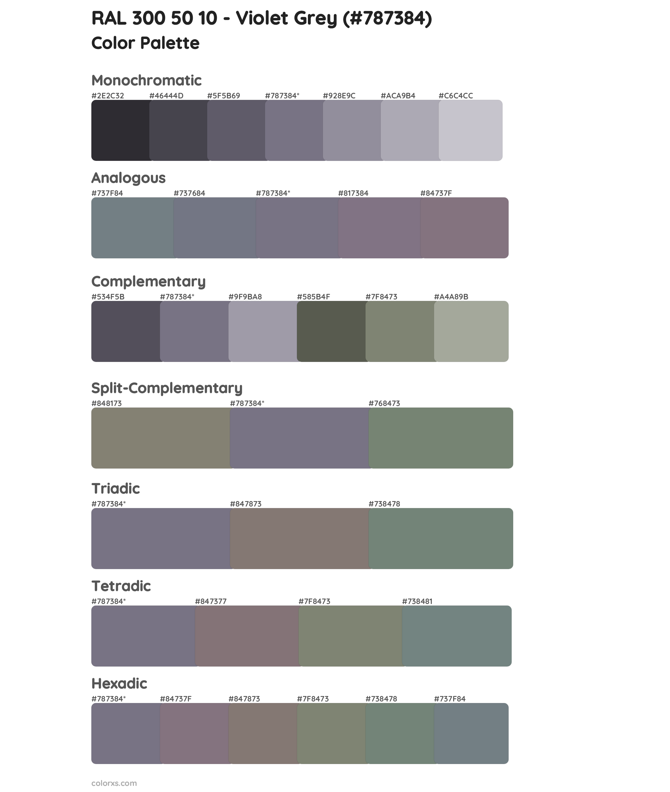 RAL 300 50 10 - Violet Grey Color Scheme Palettes