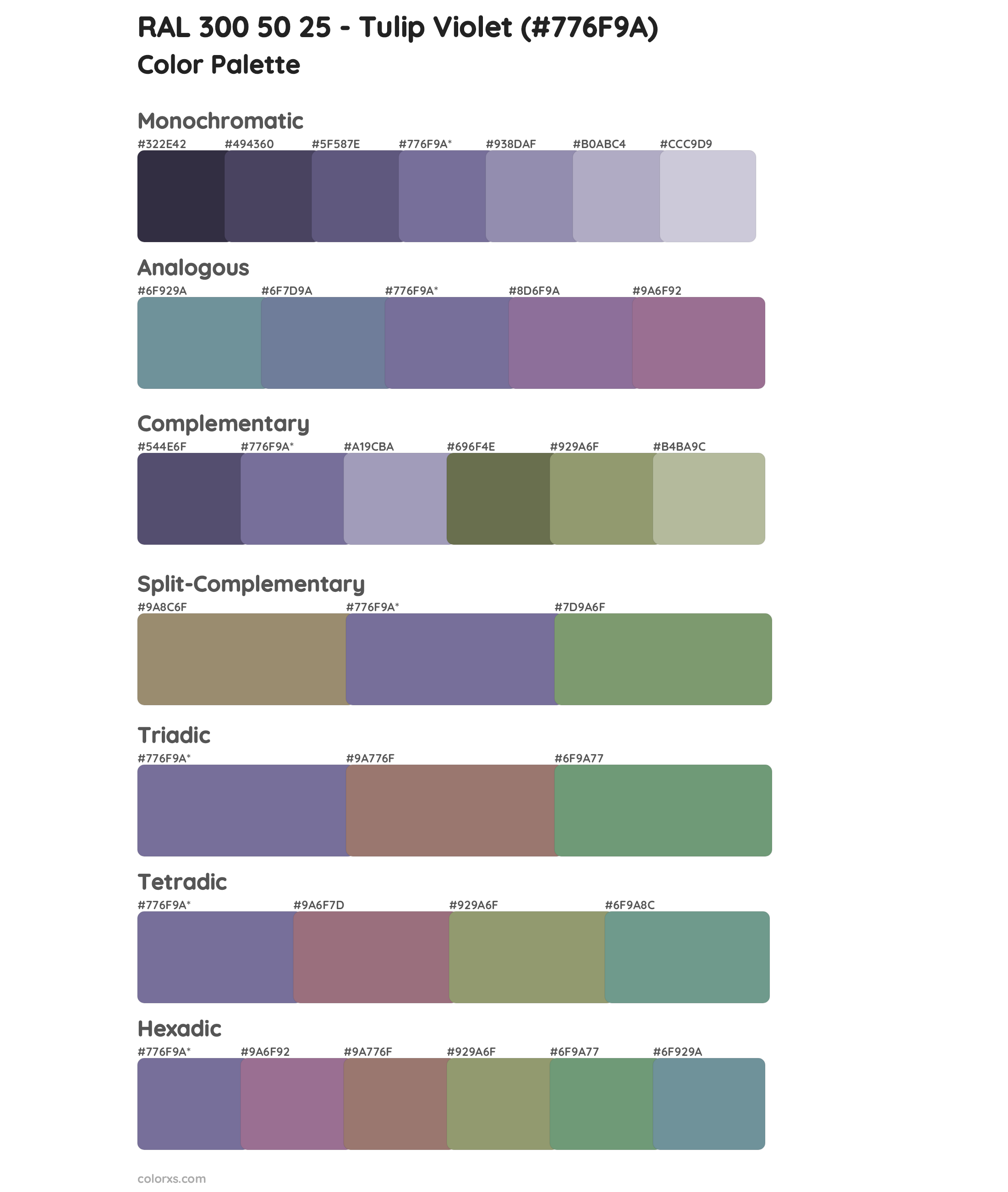 RAL 300 50 25 - Tulip Violet Color Scheme Palettes