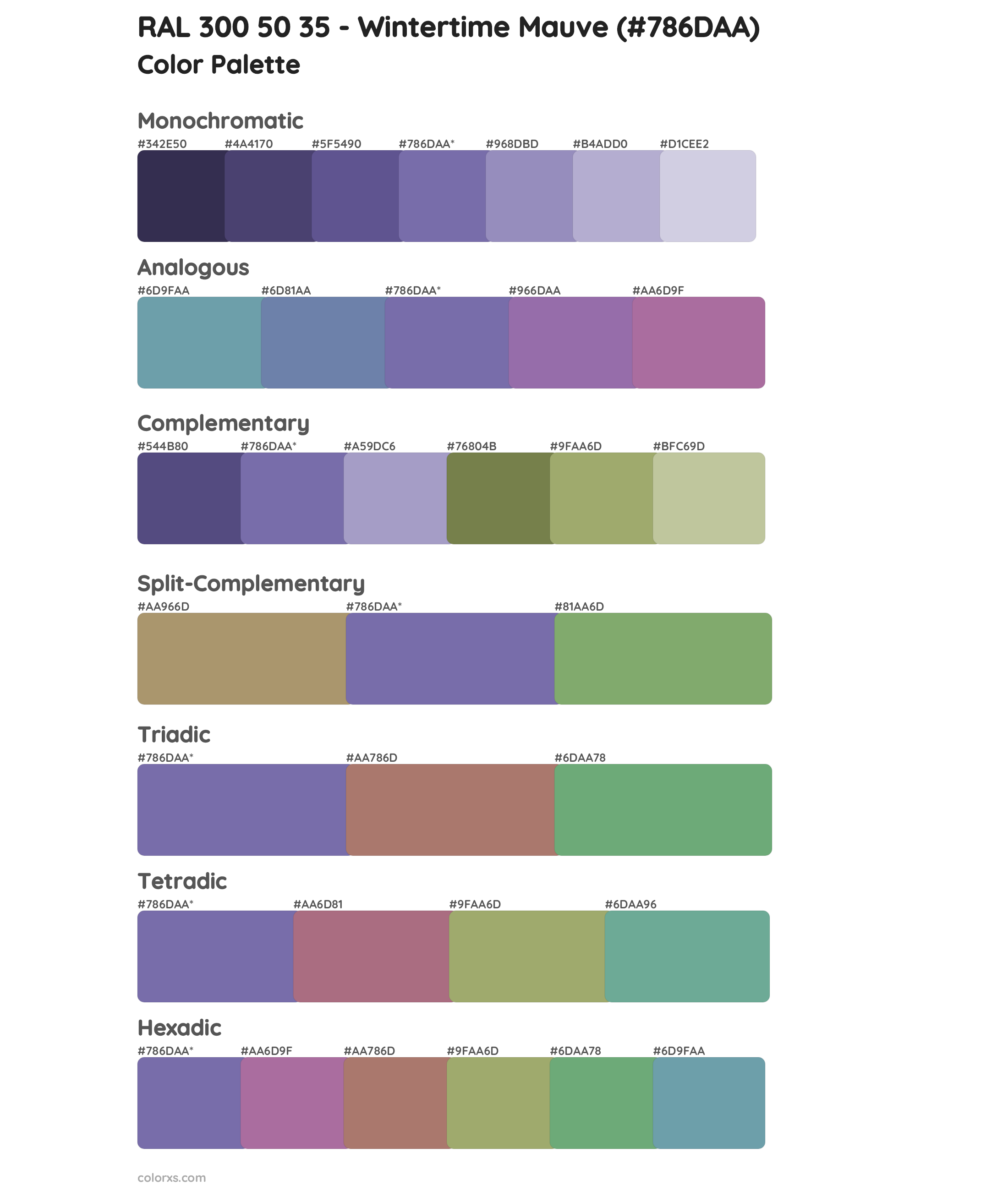 RAL 300 50 35 - Wintertime Mauve Color Scheme Palettes