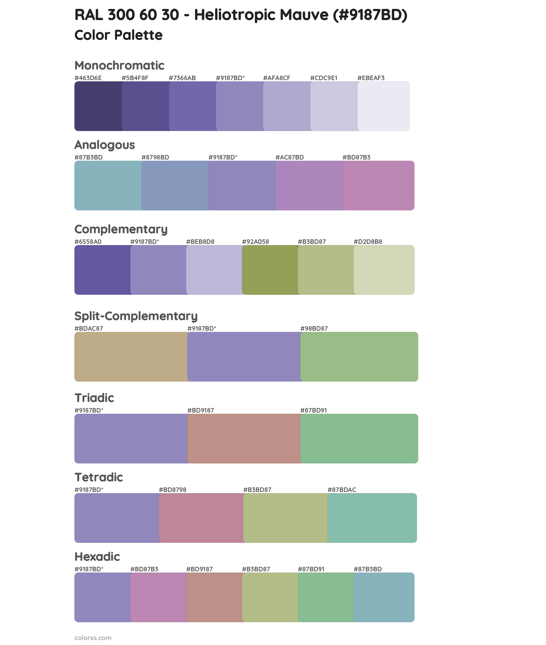 RAL 300 60 30 - Heliotropic Mauve Color Scheme Palettes