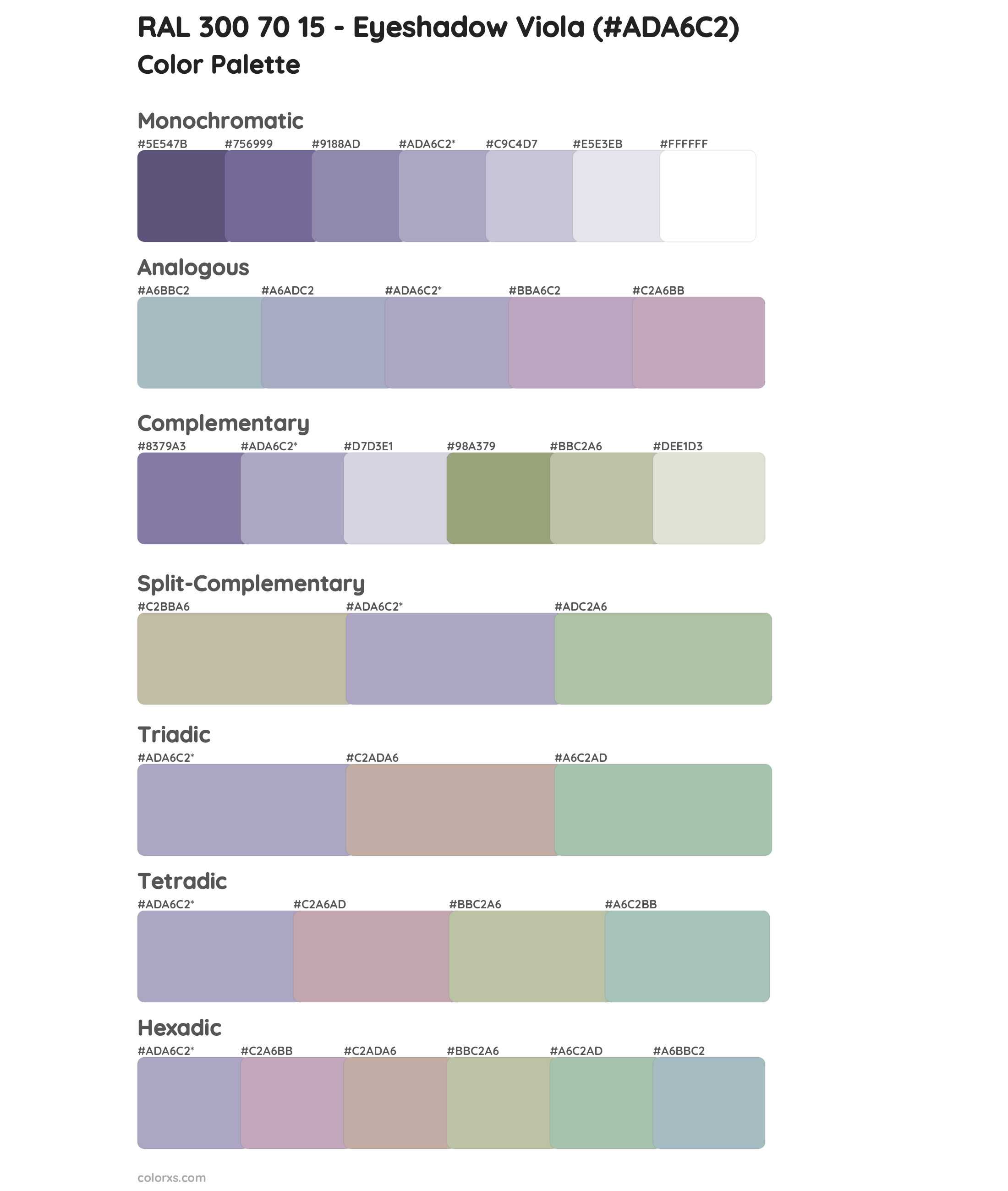 RAL 300 70 15 - Eyeshadow Viola Color Scheme Palettes